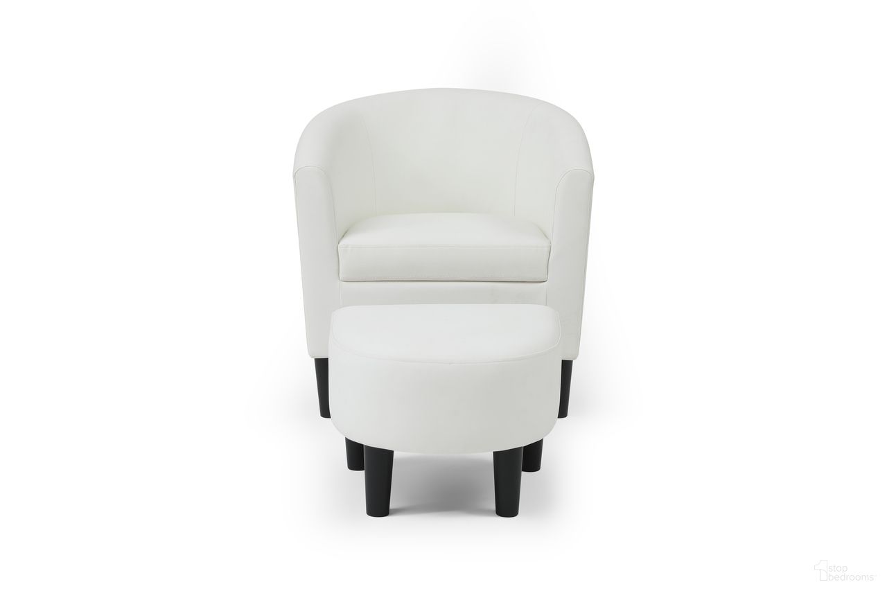 The appearance of Salem Chair and Ottoman In White designed by Glory in the modern / contemporary interior design. This white piece of furniture was selected by 1StopBedrooms from Salem Collection to add a touch of cosiness and style into your home. Sku: G00202-C. Material: Wood.