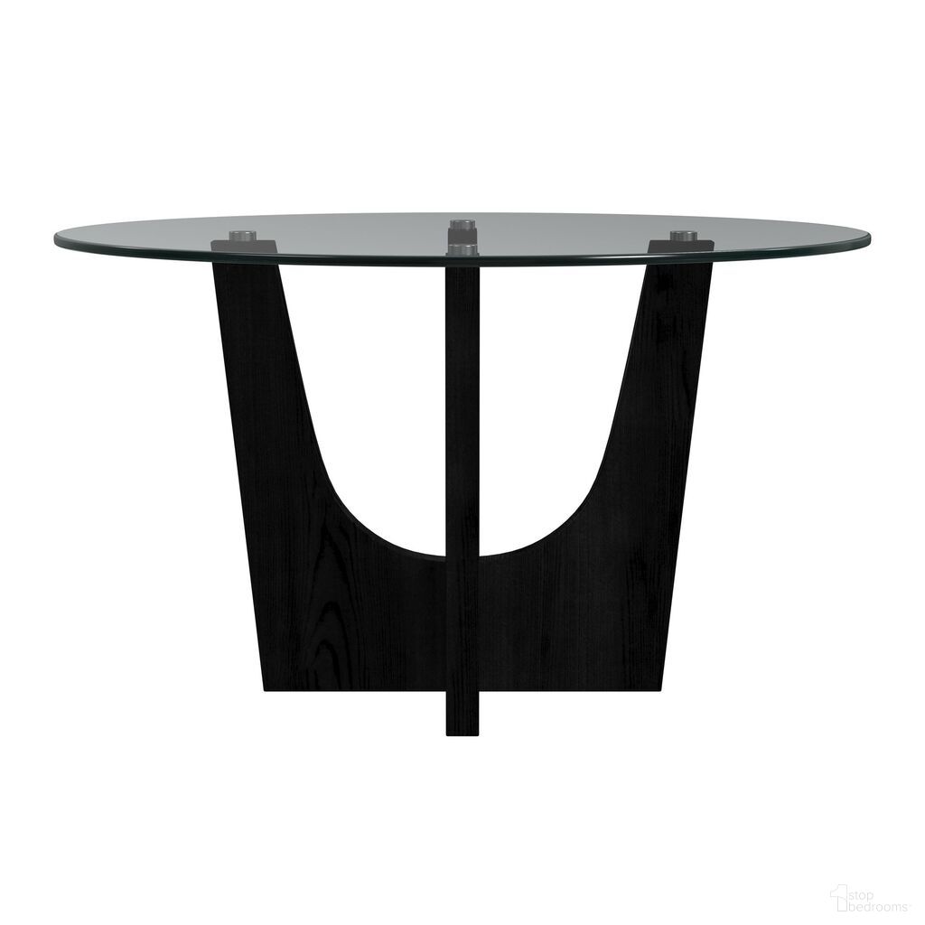 Salem Round Dining Table with Glass Top In Black