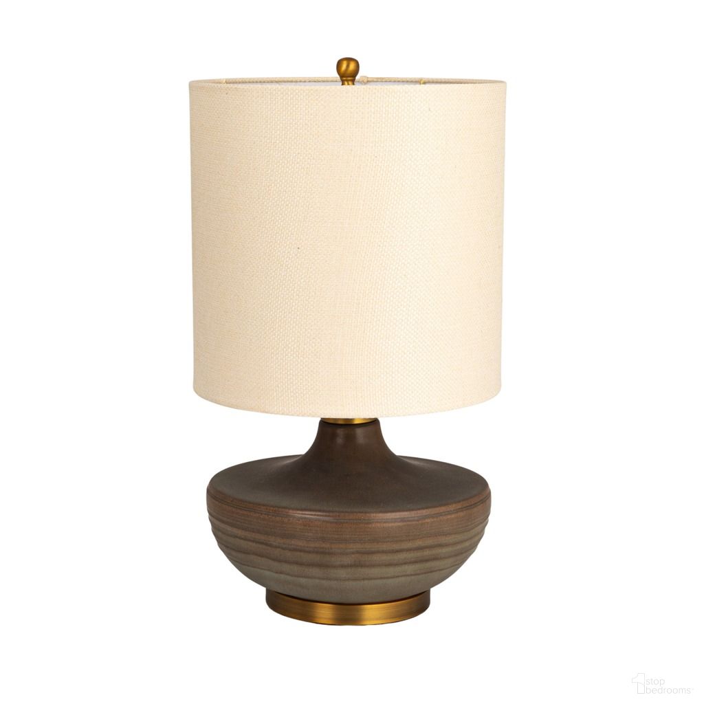 The appearance of Salem Stoneware Table Lamp with Elongated Linen Drum Shade In Brown designed by Rowena Interiors in the traditional interior design. This brown piece of furniture was selected by 1StopBedrooms from Salem Collection to add a touch of cosiness and style into your home. Sku: EC1744. Material: Stone.
