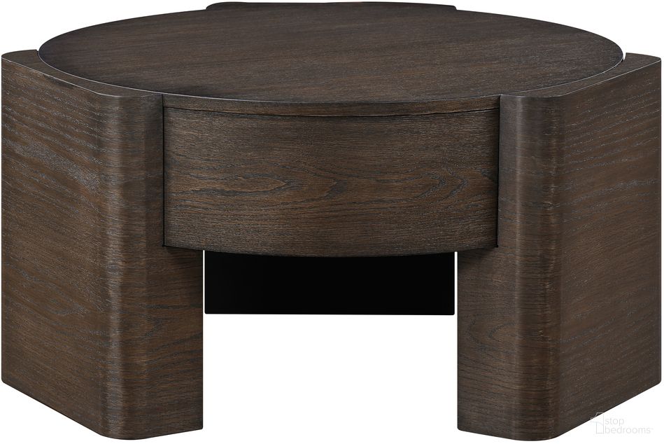 The appearance of Salina Round Coffee Table In Brown designed by Steve Silver in the modern / contemporary interior design. This brown piece of furniture  was selected by 1StopBedrooms from Salina Collection to add a touch of cosiness and style into your home. Sku: SAA300NC. Material: Steel.