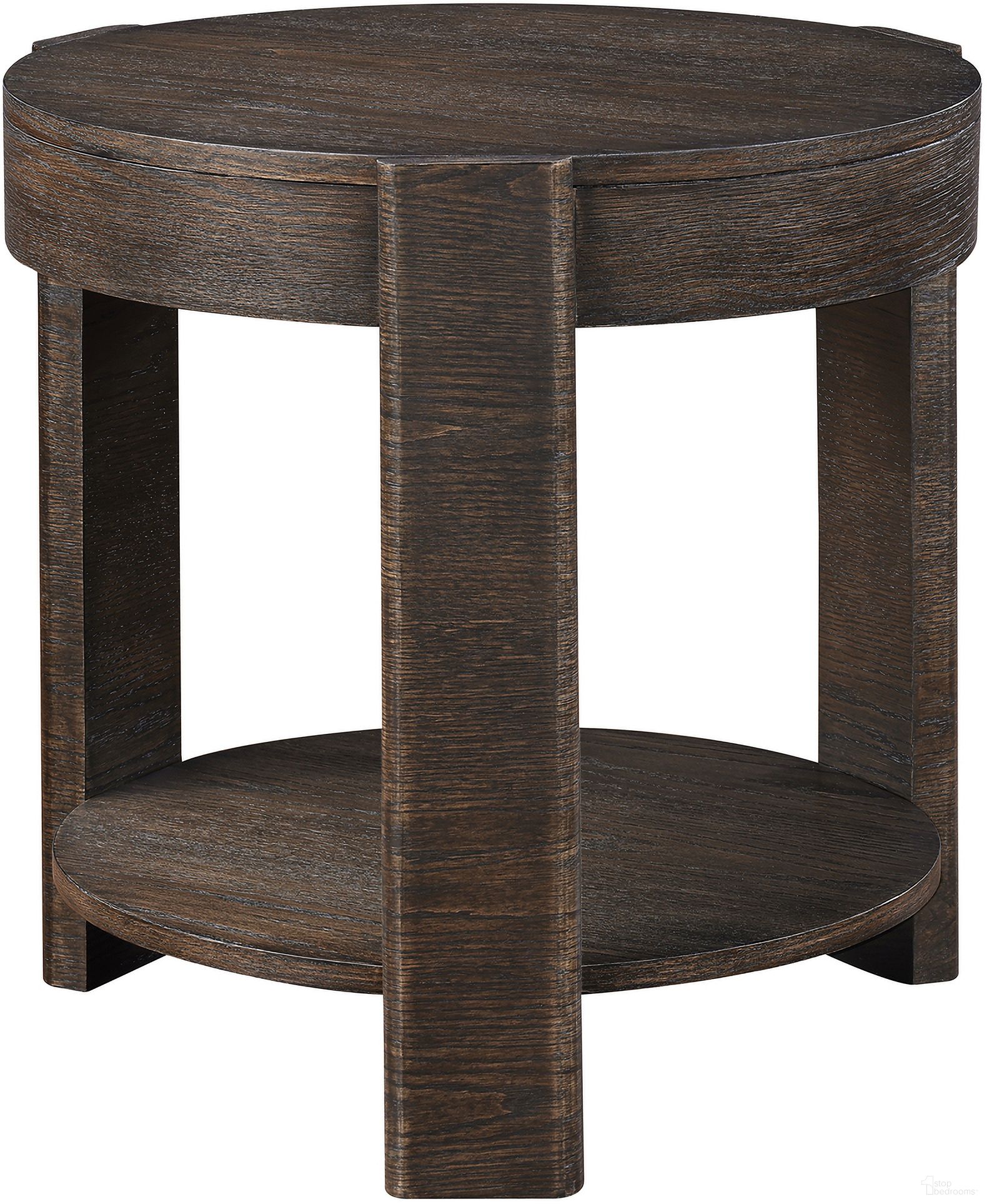 The appearance of Salina Round End Table In Brown designed by Steve Silver in the transitional interior design. This brown piece of furniture  was selected by 1StopBedrooms from Salina Collection to add a touch of cosiness and style into your home. Sku: SAA300NE. Material: Steel.