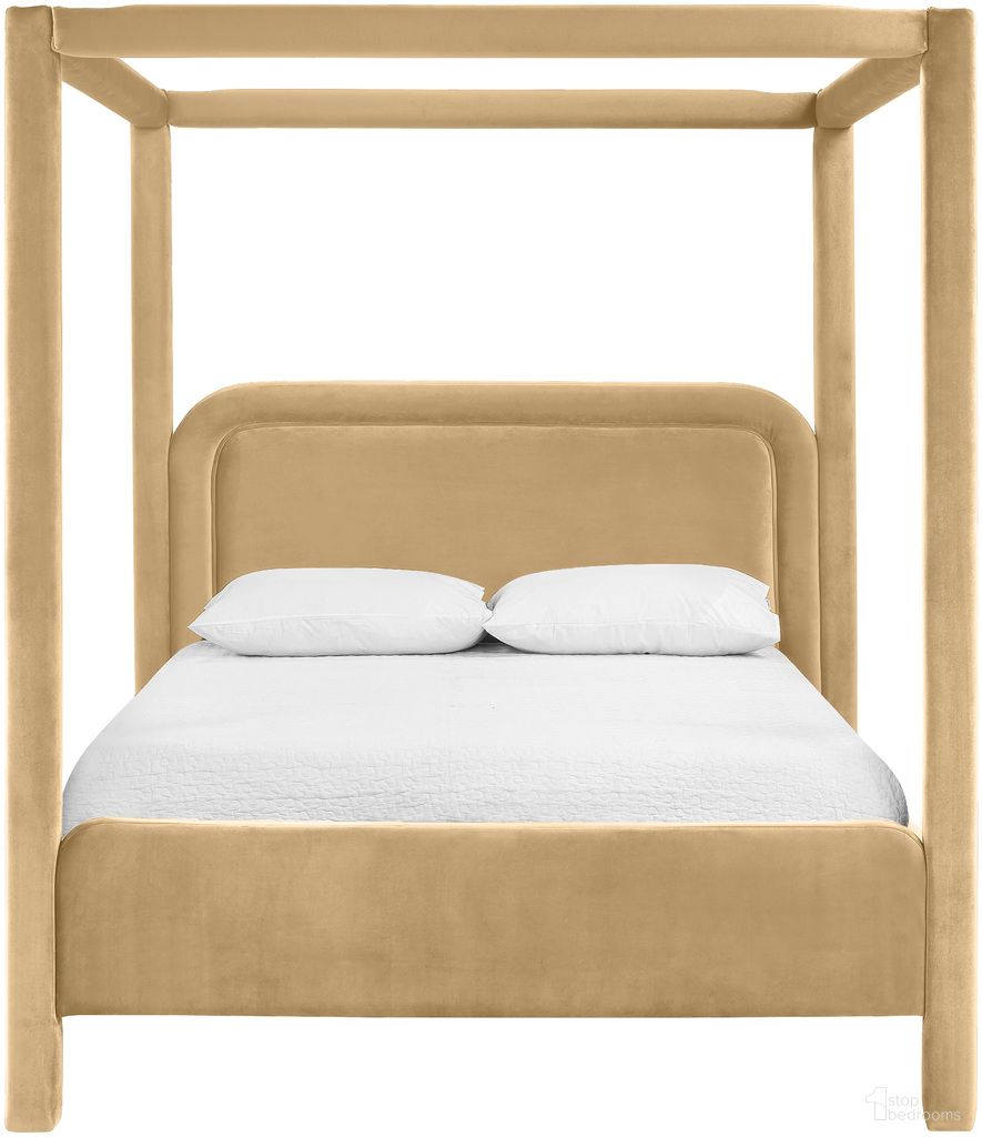 Salina Velvet Upholstered King Bed In Camel