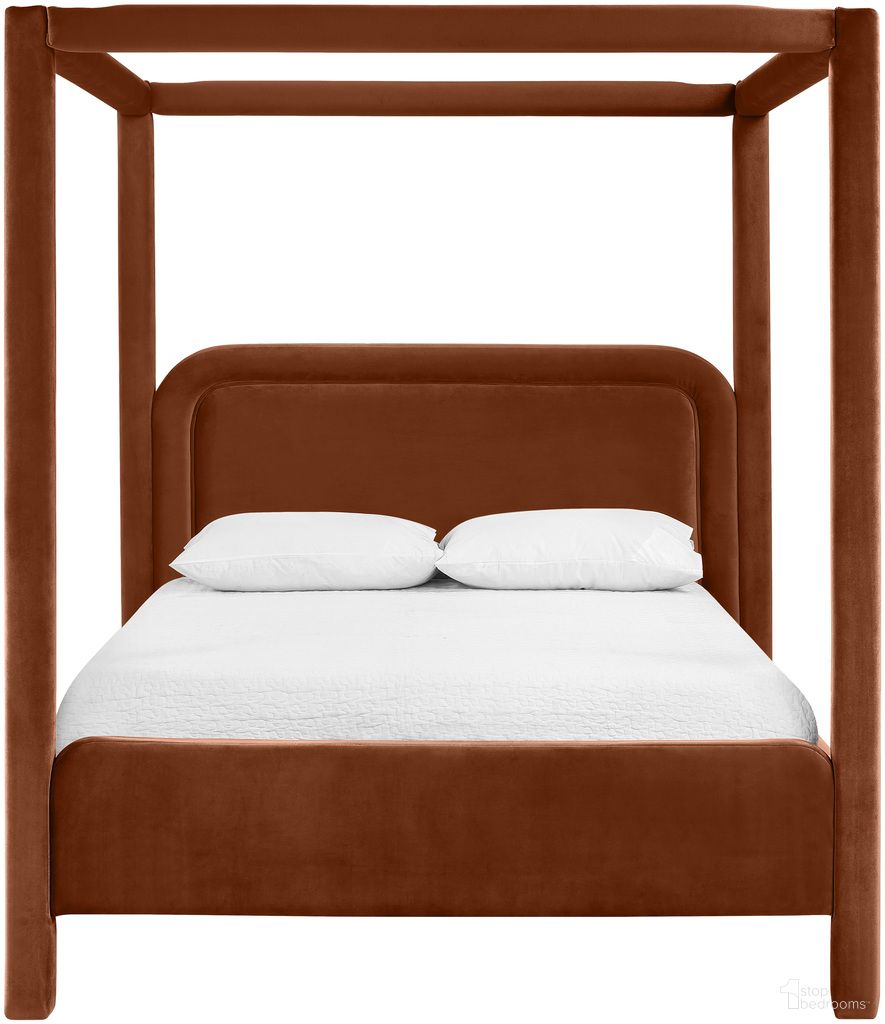 Salina Velvet Upholstered King Bed In Cognac