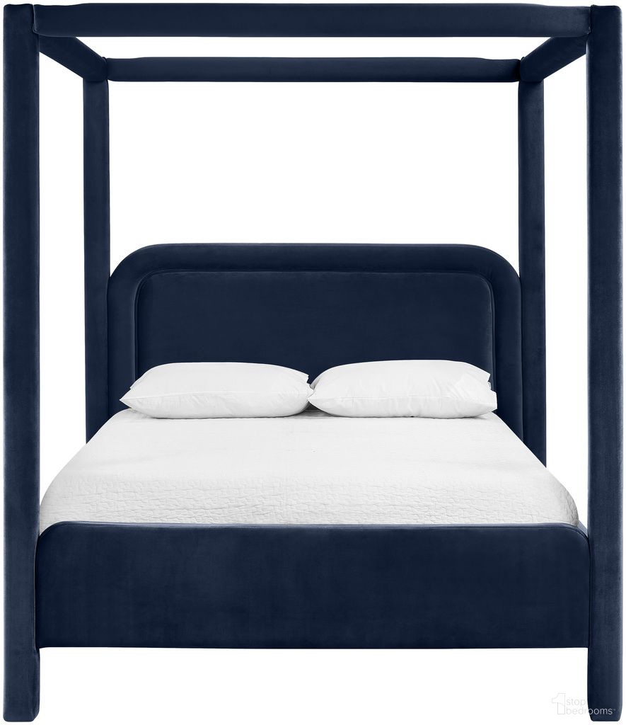 Salina Velvet Upholstered King Bed In Navy