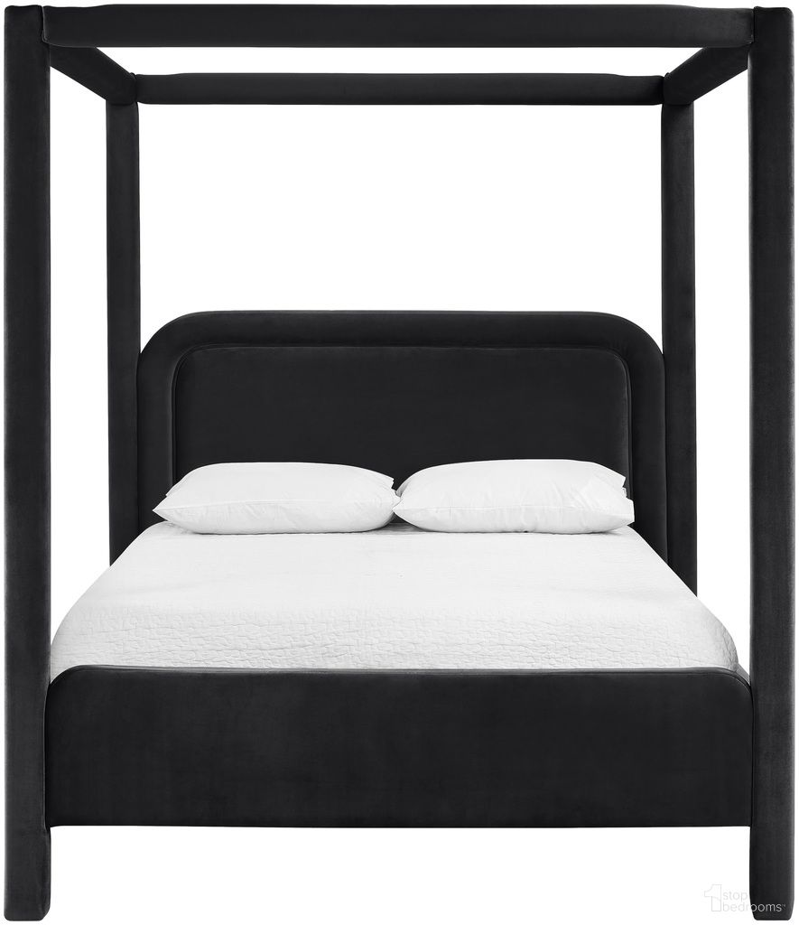 Salina Velvet Upholstered Queen Bed In Black