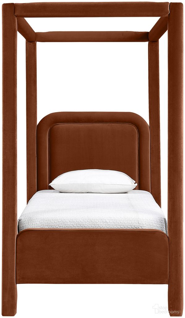 Salina Velvet Upholstered Twin Bed In Cognac