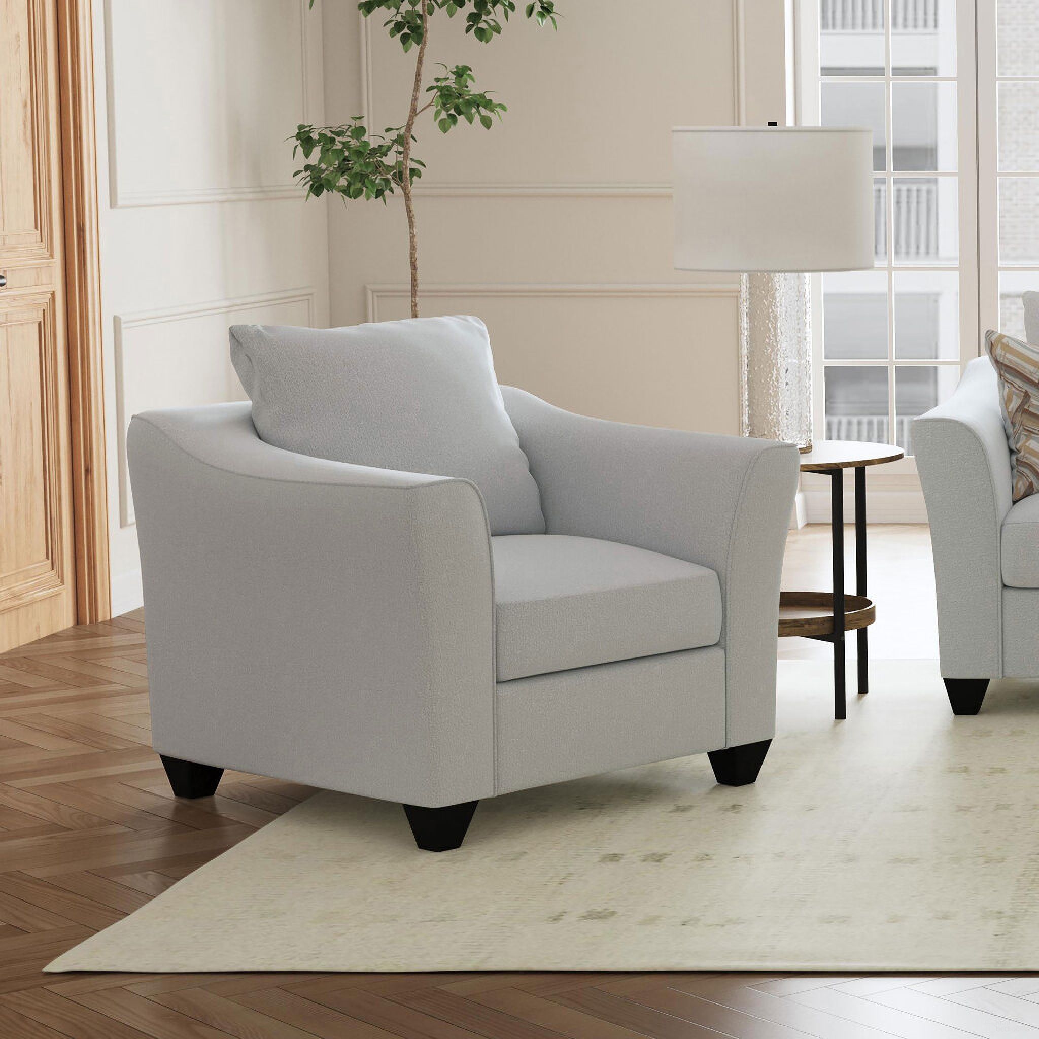 The appearance of Salizar Upholstered Track Arm Fabric Accent Chair Grey Mist designed by Coaster in the transitional interior design. This sand piece of furniture  was selected by 1StopBedrooms from Salizar Collection to add a touch of cosiness and style into your home. Sku: 508583. Material: Upholstered.