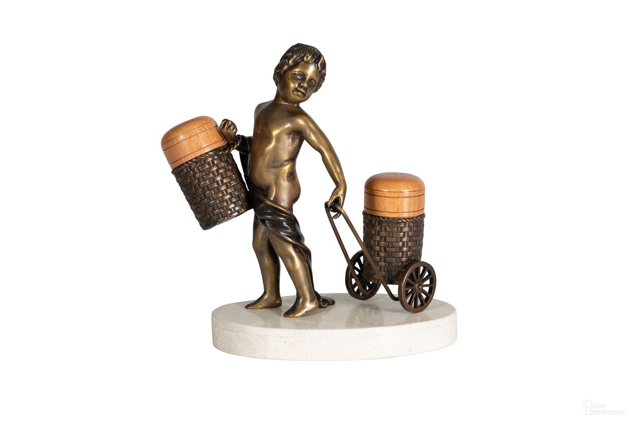 Salt And Pepper Sculpture In Brass and Off White