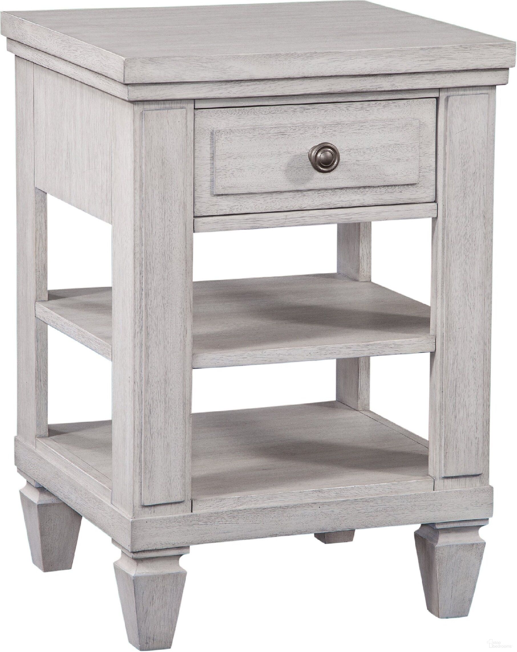 The appearance of Salter Path 1 Drawer Nightstand In White Grain designed by American Woodcrafters in the transitional interior design. This white piece of furniture was selected by 1StopBedrooms from Salter Path Collection to add a touch of cosiness and style into your home. Sku: 1020-410. Material: Mahogany.