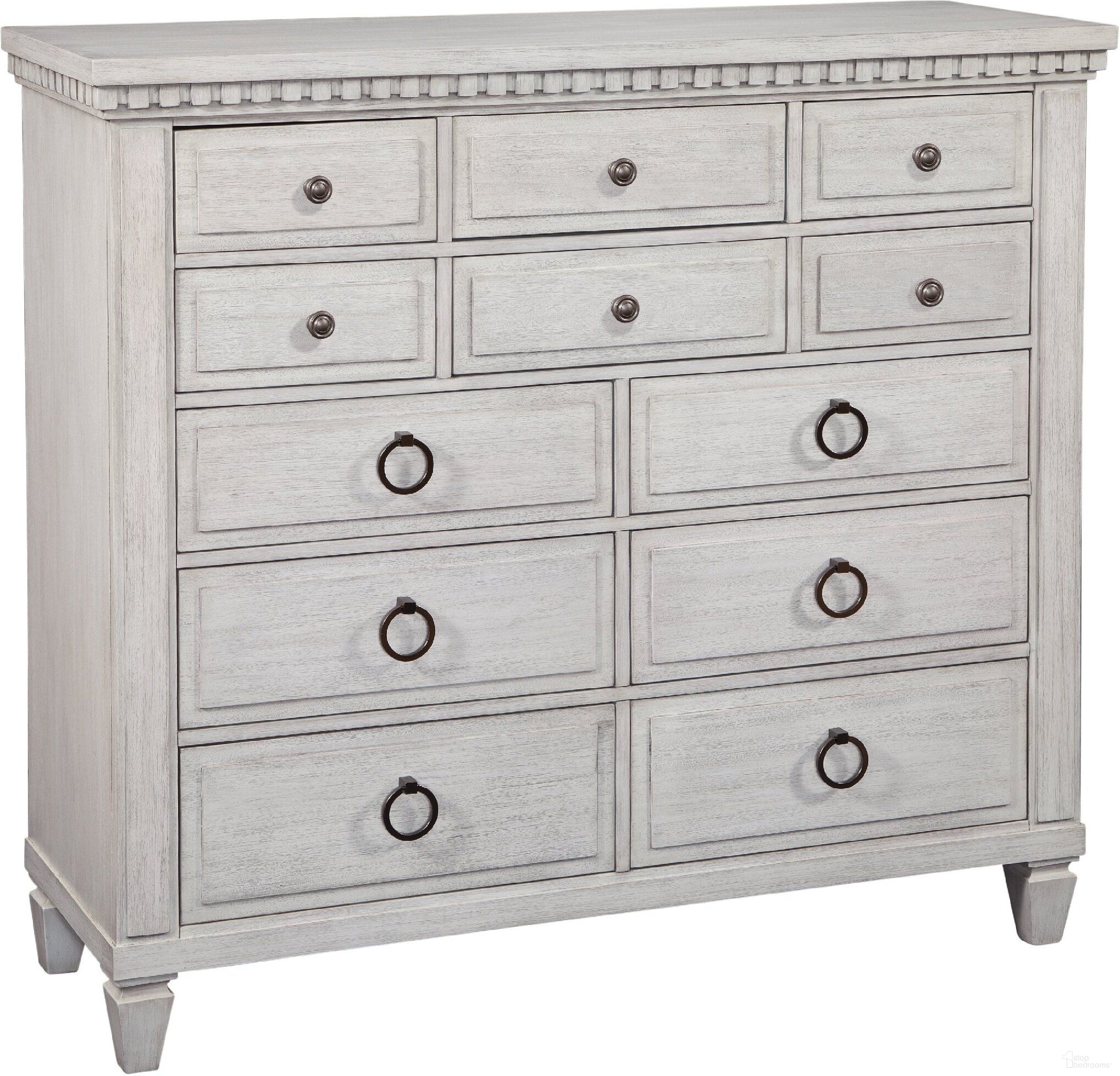 The appearance of Salter Path Gentlemen's Chest In White Grain designed by American Woodcrafters in the transitional interior design. This white piece of furniture was selected by 1StopBedrooms from Salter Path Collection to add a touch of cosiness and style into your home. Sku: 1020-212D. Material: Mahogany.
