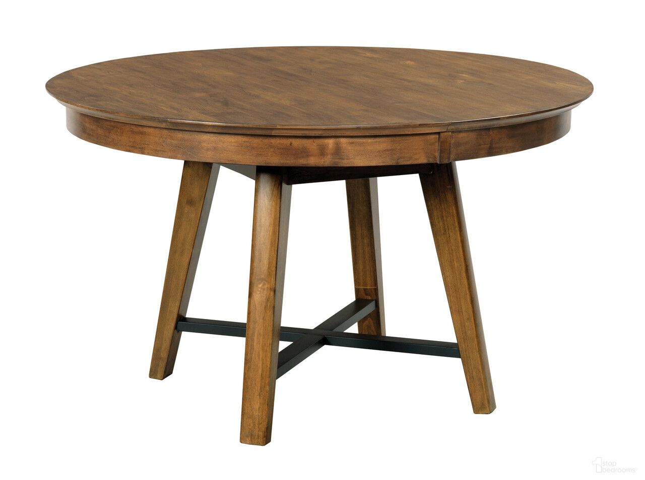 The appearance of Abode Salter Round Dining Table In Warm Brunette designed by Kincaid in the modern / contemporary interior design. This warm brunette piece of furniture was selected by 1StopBedrooms from Abode Collection to add a touch of cosiness and style into your home. Sku: 269-701;269-B01. Table Base Style: Trestle. Table Top Shape: Round. Size: 50". Material: Solid Wood.