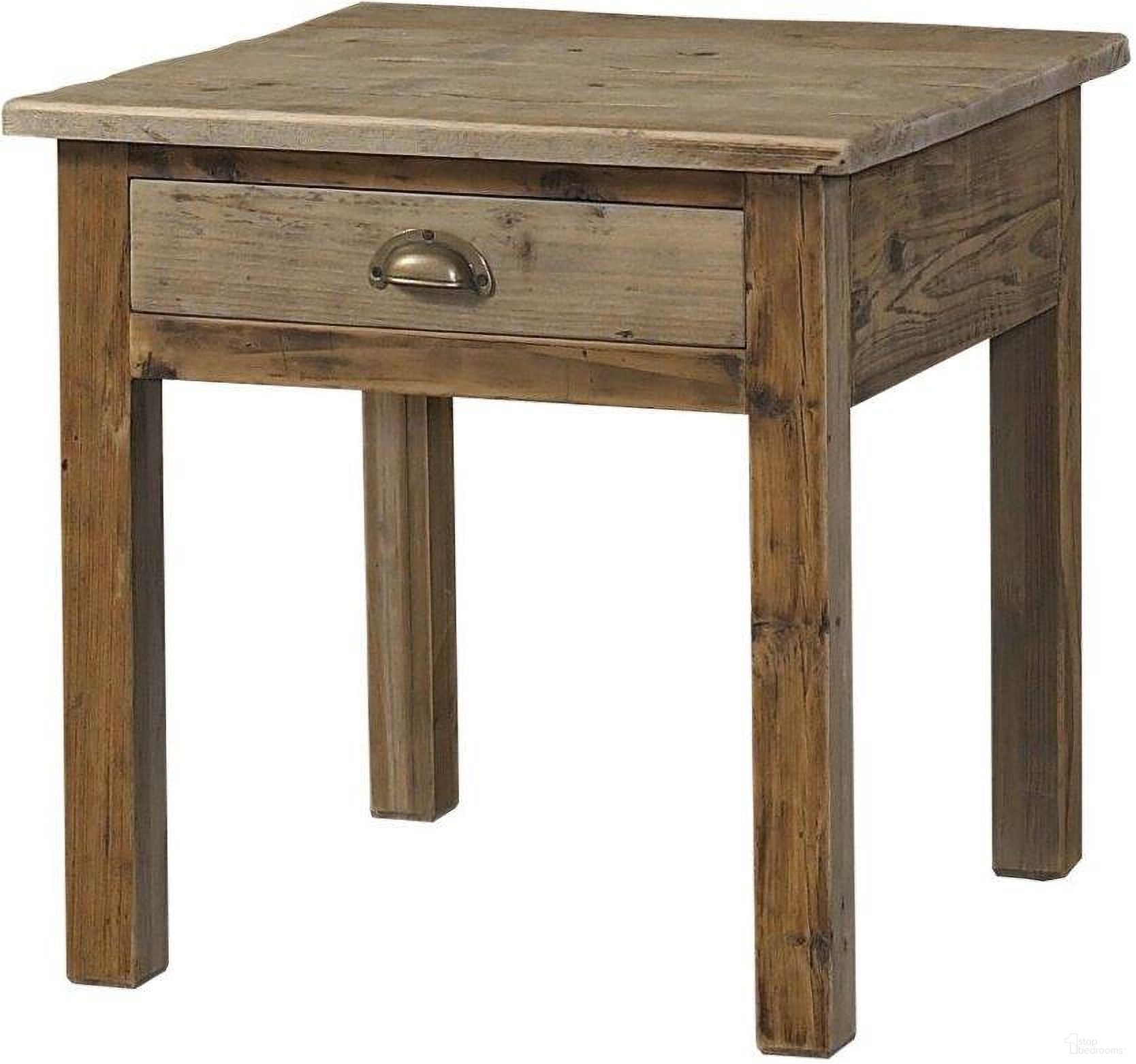 The appearance of Salvaged Natural Wood End Table designed by Padma's Plantation in the modern / contemporary interior design. This natural piece of furniture  was selected by 1StopBedrooms from Salvaged Collection to add a touch of cosiness and style into your home. Sku: SAL06R. Material: Pine.