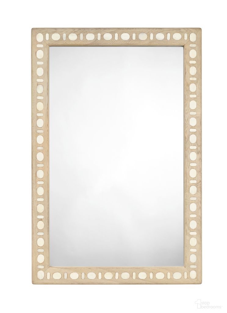 The appearance of Sama Wood and Bone Inlay Rectangle Mirror In Natural designed by Jamie Young Company in the transitional interior design. This natural piece of furniture  was selected by 1StopBedrooms from Sama Collection to add a touch of cosiness and style into your home. Sku: 6SAMA-MIBL. Material: Mango Wood.