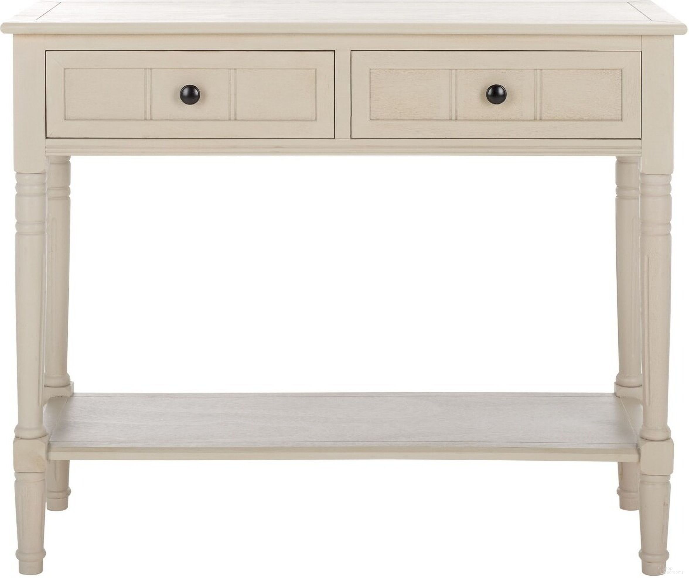 The appearance of Samantha Vintage Grey 2-Drawer Console designed by Safavieh in the modern / contemporary interior design. This grey piece of furniture was selected by 1StopBedrooms from Samantha Collection to add a touch of cosiness and style into your home. Sku: AMH5710A. Material: Aluminum.