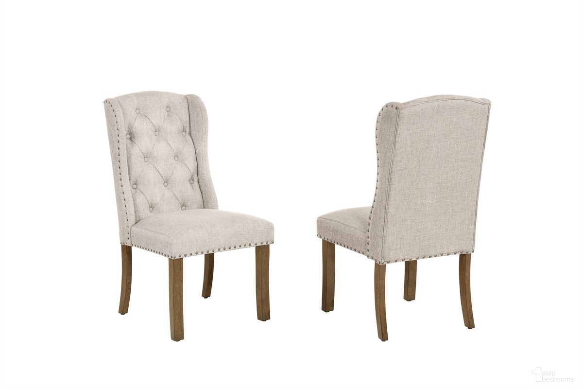 Samantha Wingback Dining Chair Set of 2 in Beige