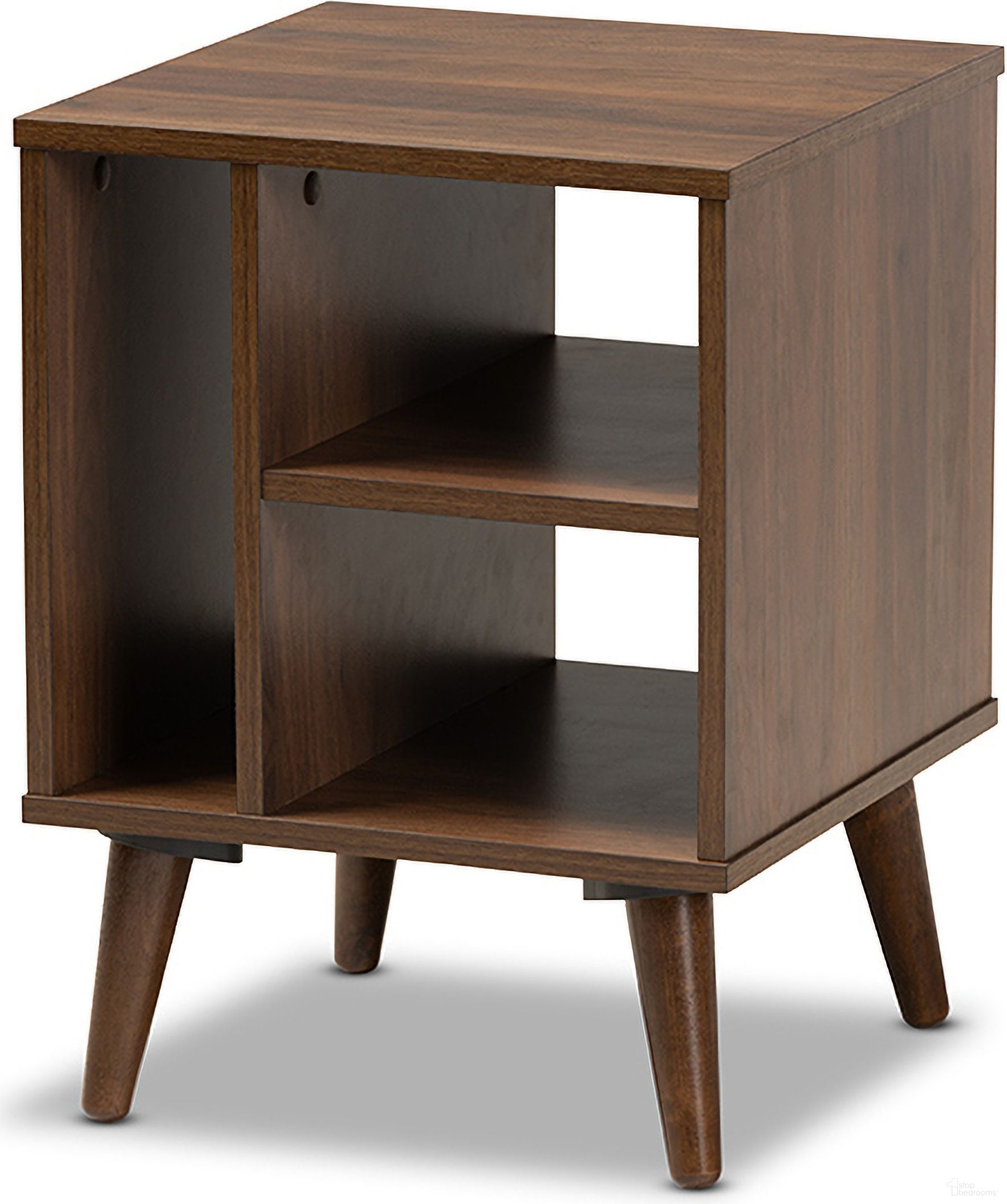 Sami Mid-Century Modern Walnut Finished Wood End Table