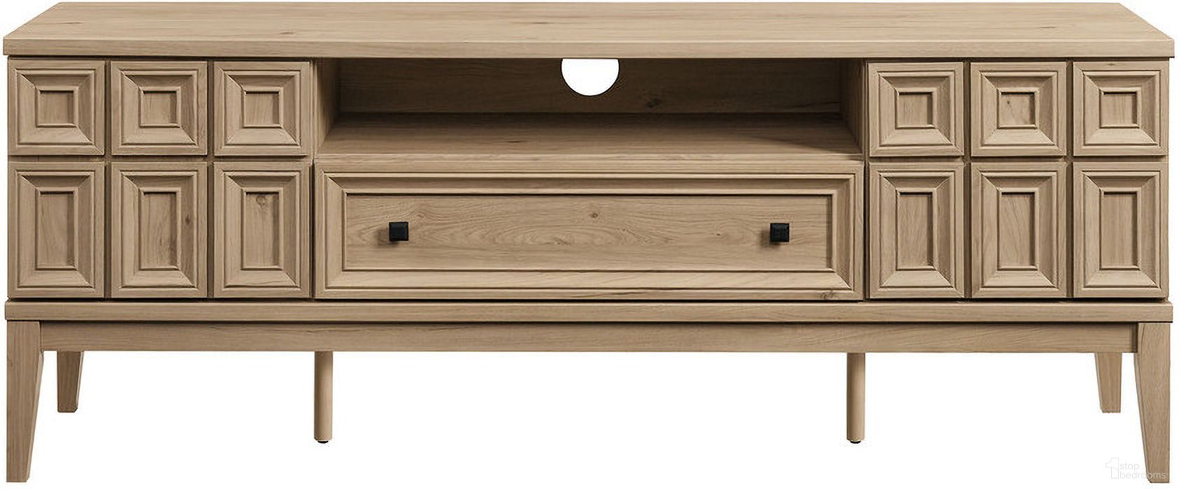 The appearance of Samos 59 Inch TV Stand In Light Oak designed by Modway in the modern / contemporary interior design. This light oak piece of furniture was selected by 1StopBedrooms from Samos Collection to add a touch of cosiness and style into your home. Sku: EEI-7182-LOA. Material: Laminate.
