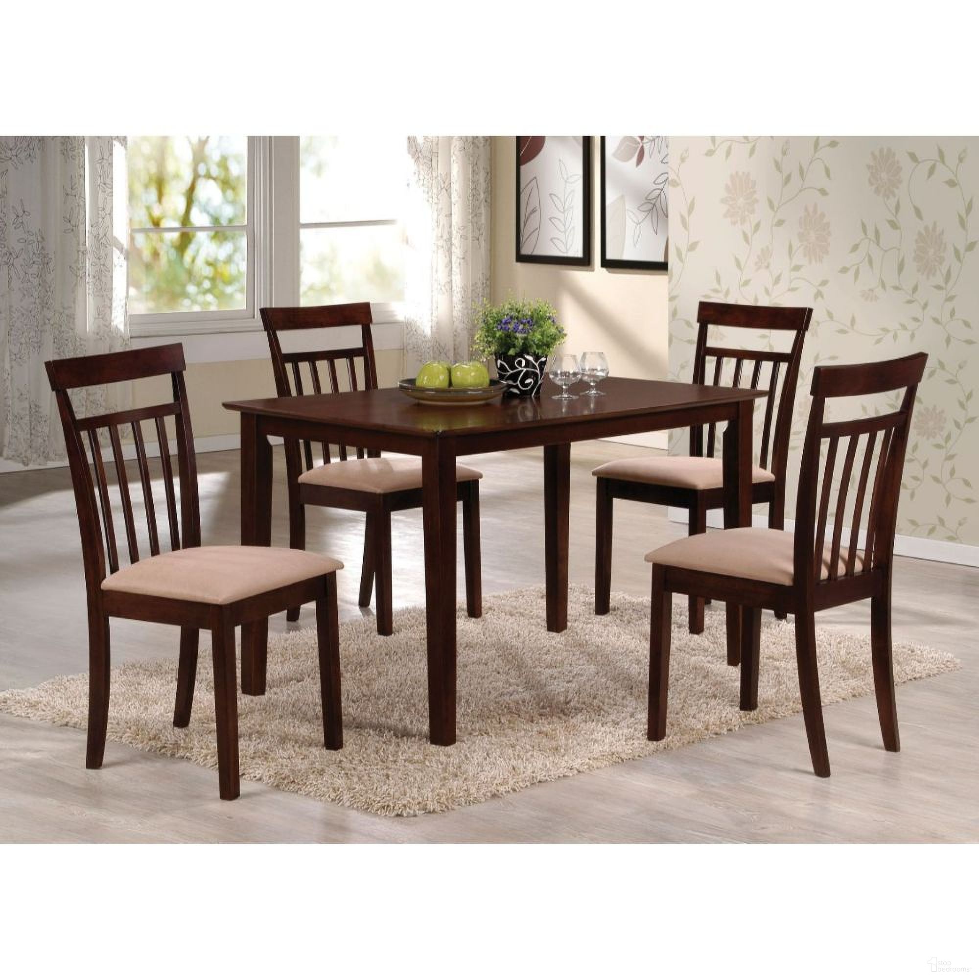 The appearance of Samuel Espresso and 5 Piece Dining Set designed by ACME in the transitional interior design. This brown piece of furniture was selected by 1StopBedrooms from Samuel Collection to add a touch of cosiness and style into your home. Sku: 70325. Table Top Shape: Square. Material: Wood.