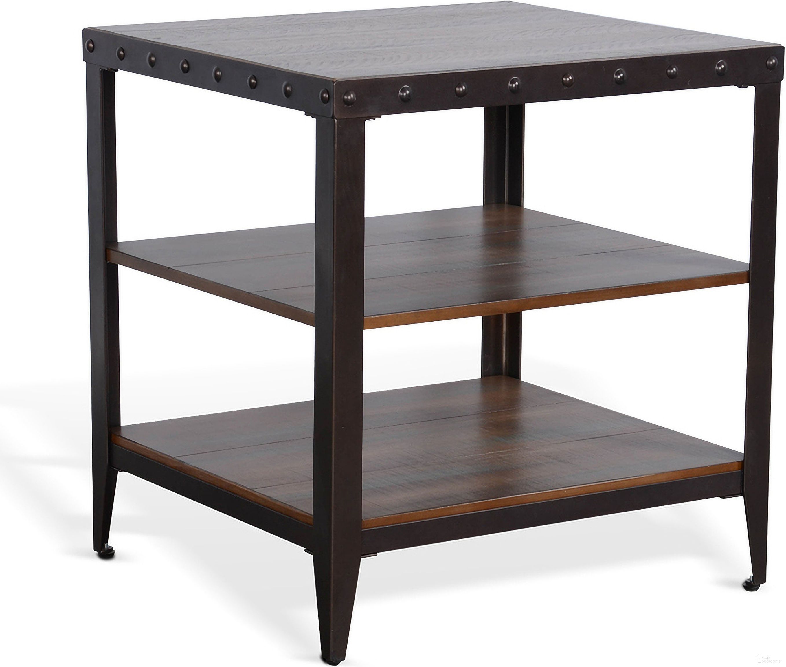 The appearance of San Diego Metal and Solid Wood End Table In Antique Brown designed by Sunny Designs in the industrial interior design. This antique brown piece of furniture  was selected by 1StopBedrooms from San Diego Collection to add a touch of cosiness and style into your home. Sku: 3173AB-E. Material: Solid Wood.
