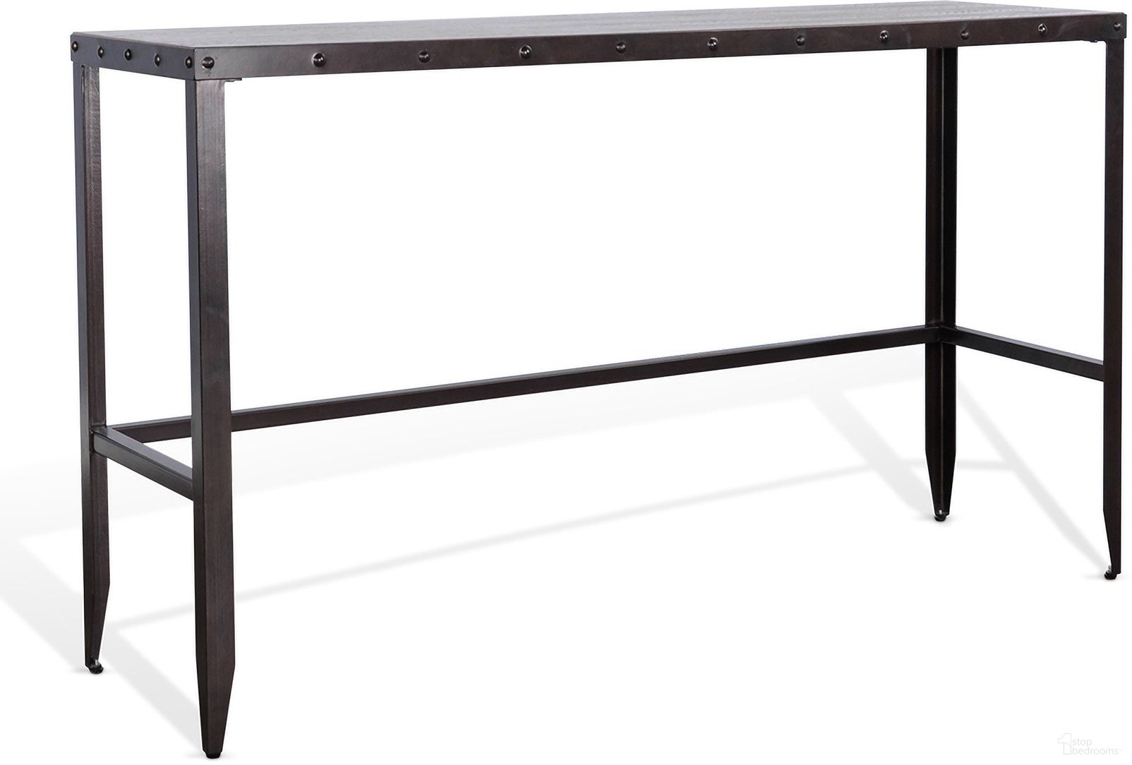 The appearance of San Diego Wood and Metal Sofa Bar Table In Antique Brown designed by Sunny Designs in the industrial interior design. This antique brown piece of furniture  was selected by 1StopBedrooms from San Diego Collection to add a touch of cosiness and style into your home. Sku: 3173AB-ST. Material: Solid Wood.