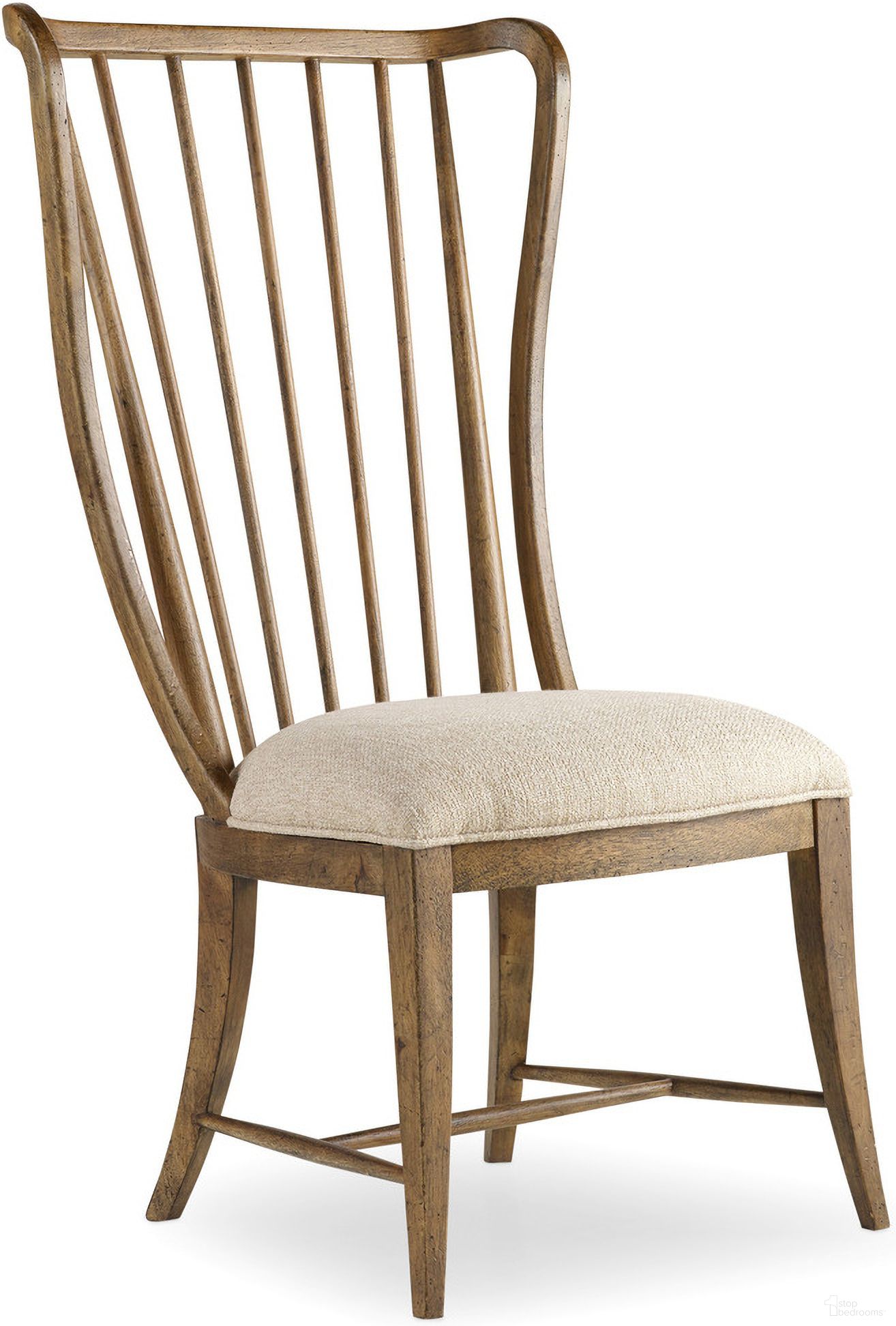The appearance of Sanctuary Brown Tall Spindle Side Chair Set of 2 designed by Hooker in the transitional interior design. This beige piece of furniture was selected by 1StopBedrooms from Sanctuary Collection to add a touch of cosiness and style into your home. Sku: 5401-75410. Material: Fabric. Chair Type: Side Chair.