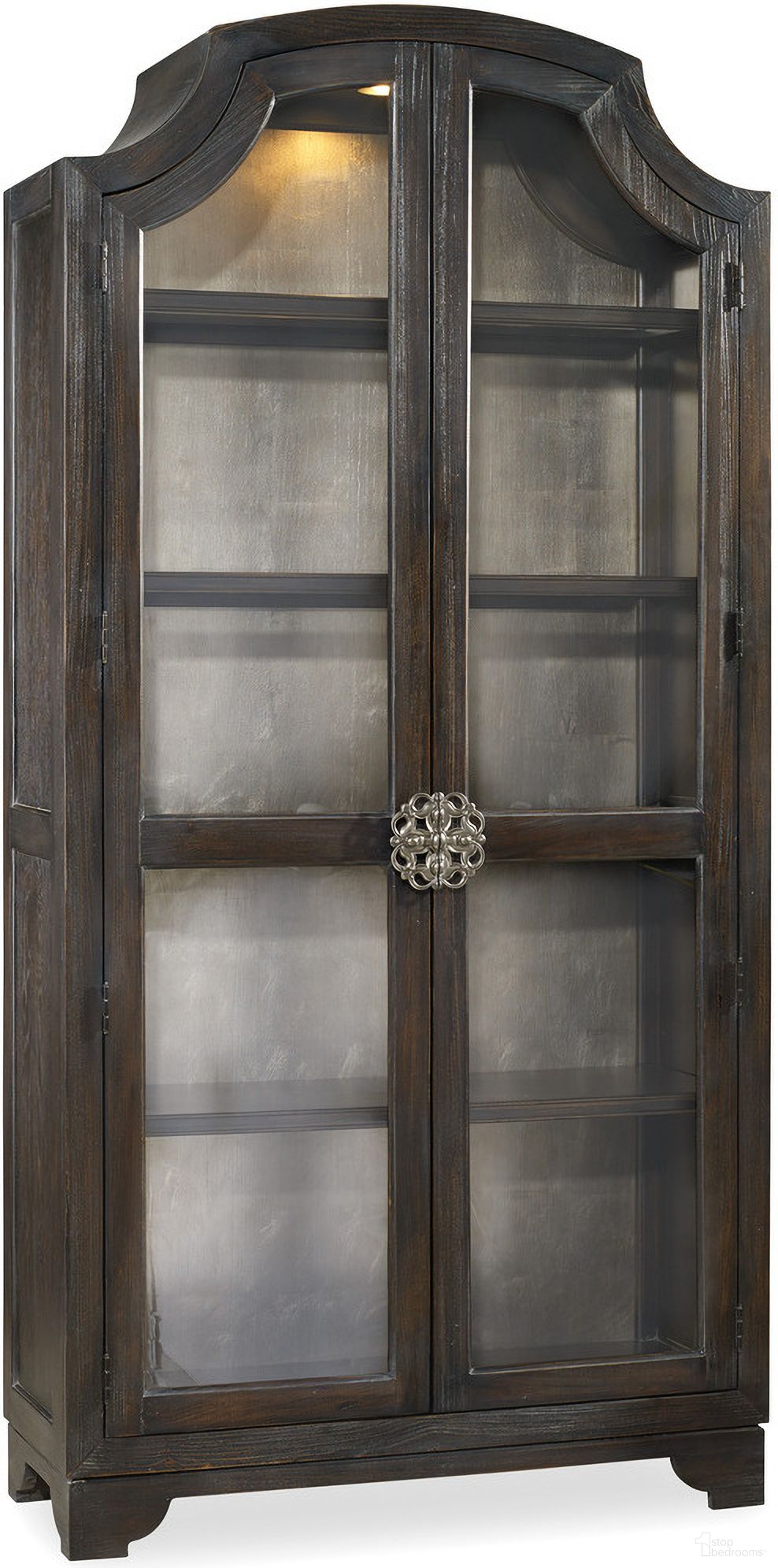 The appearance of Sanctuary Dark Wood Glass Bunching Curio designed by Hooker in the traditional interior design. This dark wood piece of furniture was selected by 1StopBedrooms from Sanctuary Collection to add a touch of cosiness and style into your home. Sku: 3031-50001. Material: Oak Veneer.