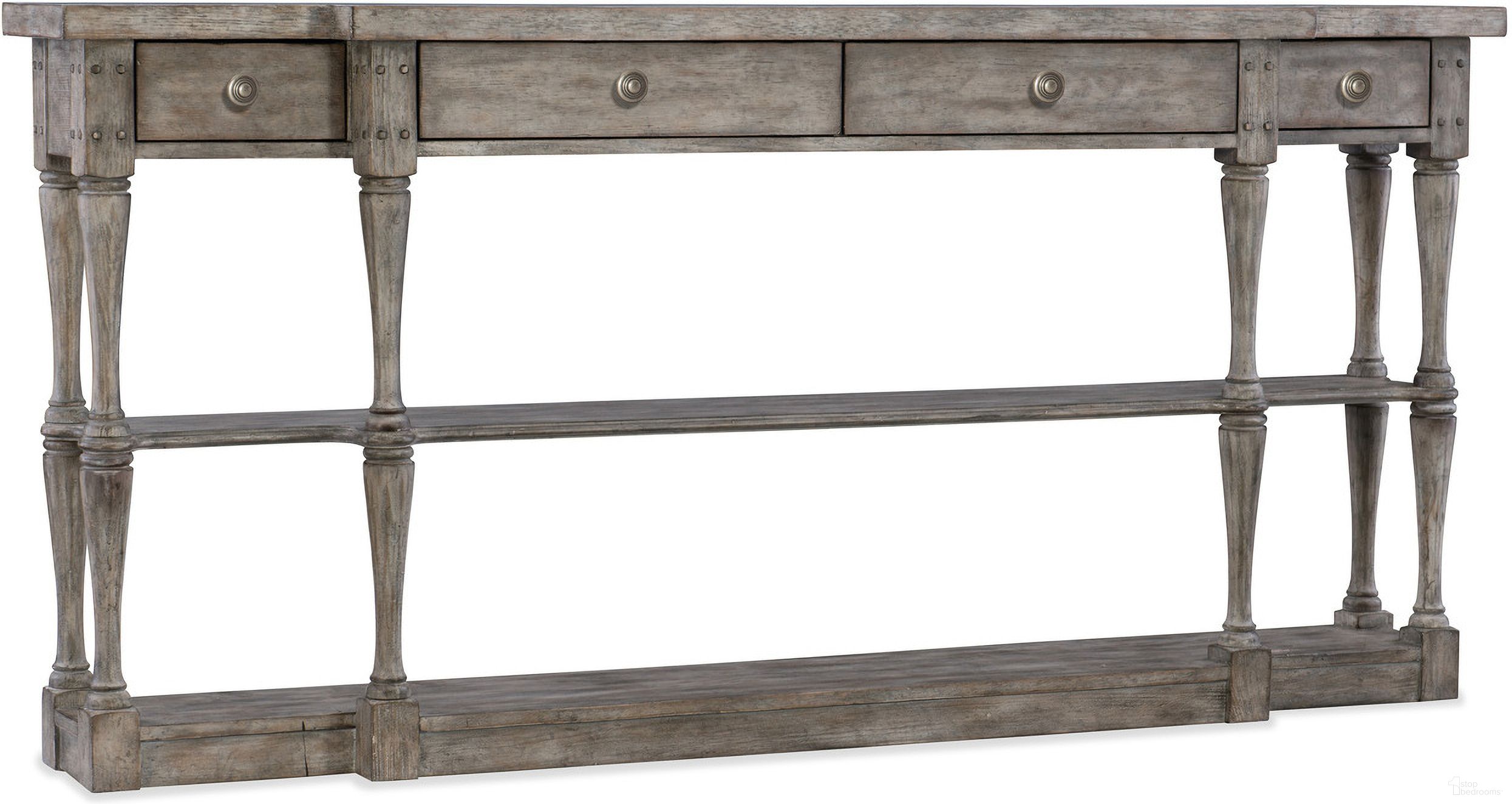 The appearance of Sanctuary Gray 4 Drawer Console designed by Hooker in the traditional interior design. This gray piece of furniture was selected by 1StopBedrooms from Sanctuary Collection to add a touch of cosiness and style into your home. Sku: 5620-85001-LTGY. Material: Veneer.