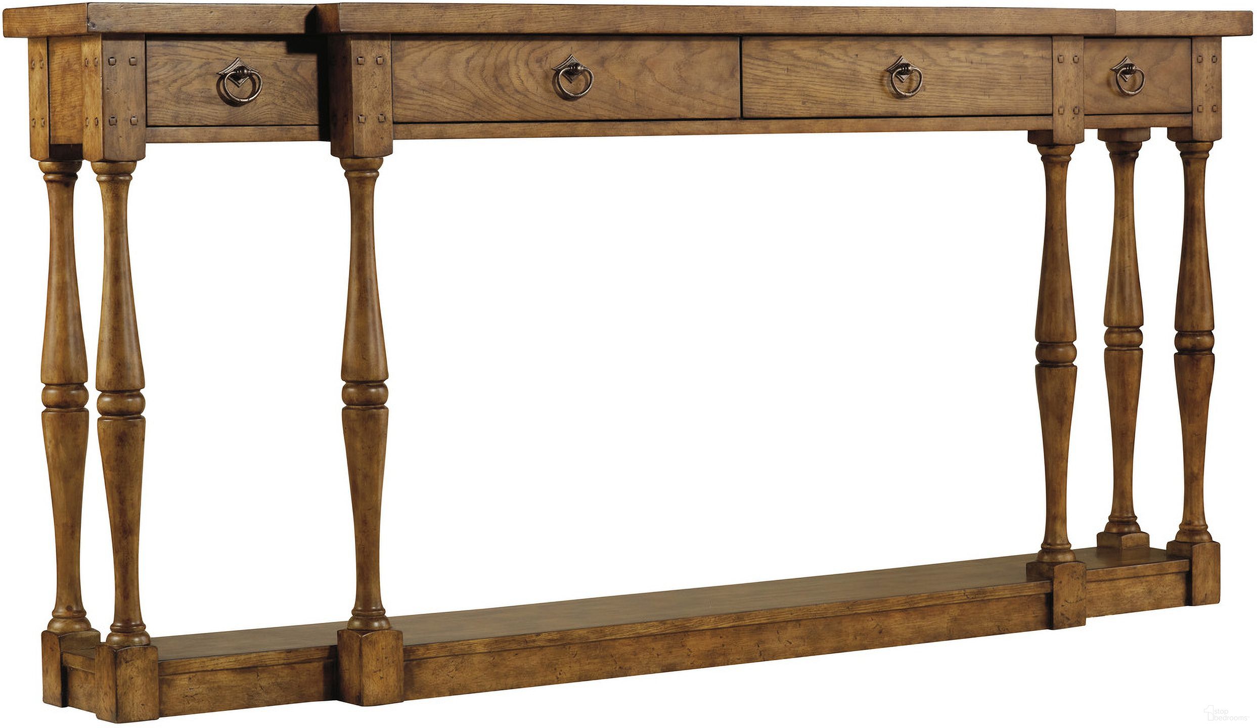 The appearance of Sanctuary Medium Wood 4 Drawer Thin Console designed by Hooker in the transitional interior design. This medium wood piece of furniture was selected by 1StopBedrooms from Sanctuary Collection to add a touch of cosiness and style into your home. Sku: 3001-85001. Material: Veneer.