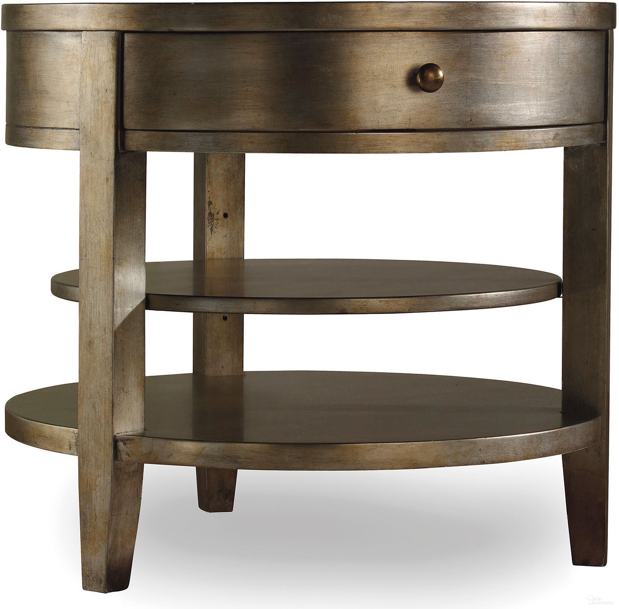 Sanctuary Gold Visage 1 Drawer Round Lamp Table