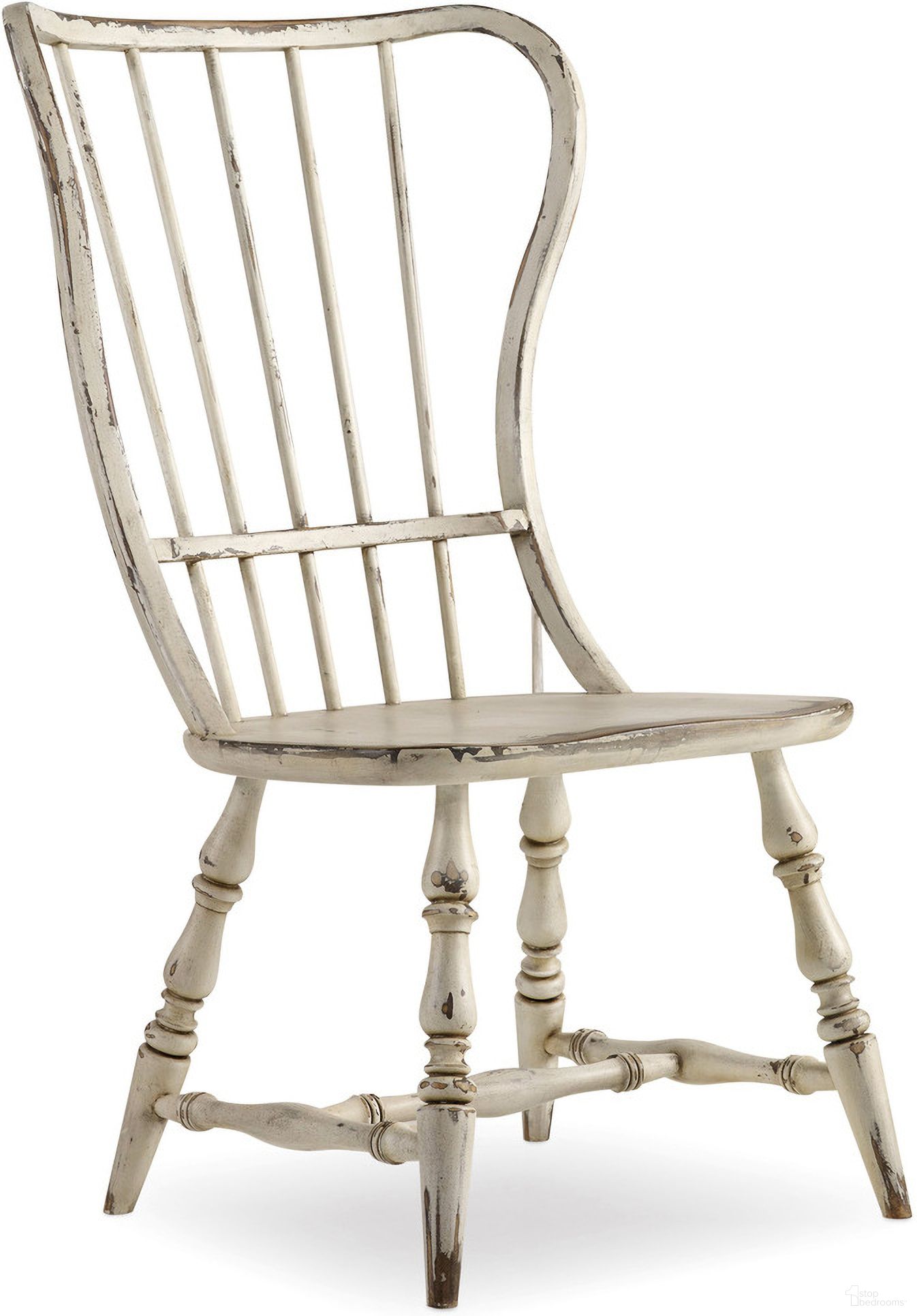 The appearance of Sanctuary White Spindle Back Side Chair Set of 2 designed by Hooker in the transitional interior design. This white piece of furniture  was selected by 1StopBedrooms from Sanctuary Collection to add a touch of cosiness and style into your home. Sku: 5403-75310. Material: Hardwood. Chair Type: Side Chair.