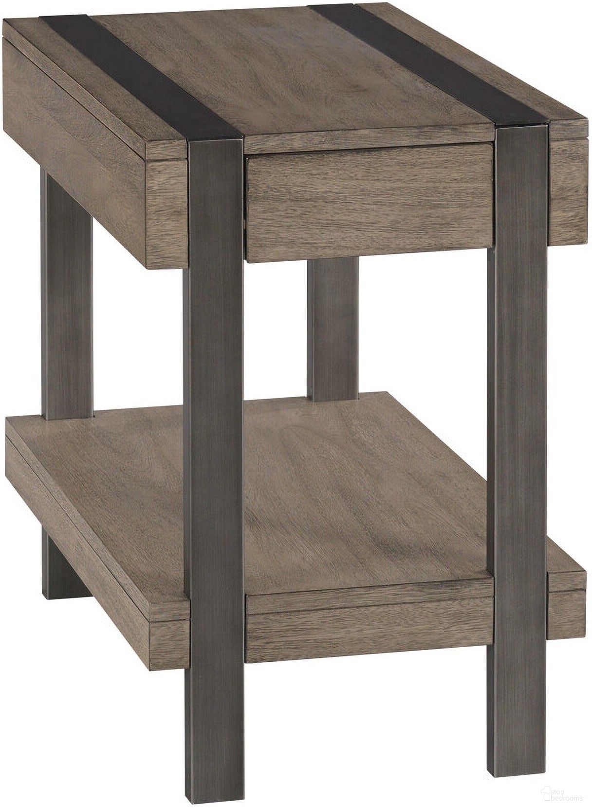 The appearance of Sandler Chairside Table In Gray designed by Hammary in the modern / contemporary interior design. This gray piece of furniture  was selected by 1StopBedrooms from Sandler Collection to add a touch of cosiness and style into your home. Sku: 180-916. Material: Wood.