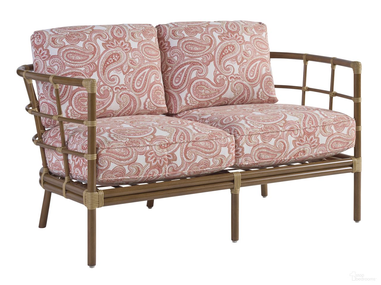 The appearance of Sandpiper Bay Loveseat In Brown/Red/Pink designed by Tommy Bahama in the coastal interior design. This brown/red/pink piece of furniture  was selected by 1StopBedrooms from Sandpiper Bay Collection to add a touch of cosiness and style into your home. Sku: 3360-22-40. Material: Aluminum.