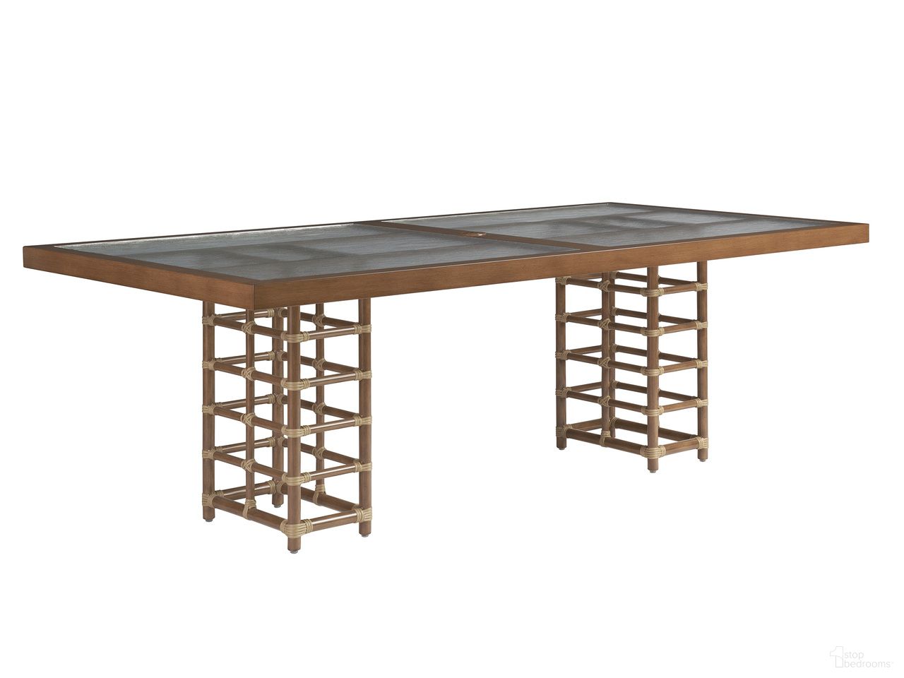 The appearance of Sandpiper Bay Rectangular Dining Table In Brown designed by Tommy Bahama in the coastal interior design. This brown piece of furniture was selected by 1StopBedrooms from Sandpiper Bay Collection to add a touch of cosiness and style into your home. Sku: 3360-876C. Material: Aluminum. Table Top Shape: Rectangular.
