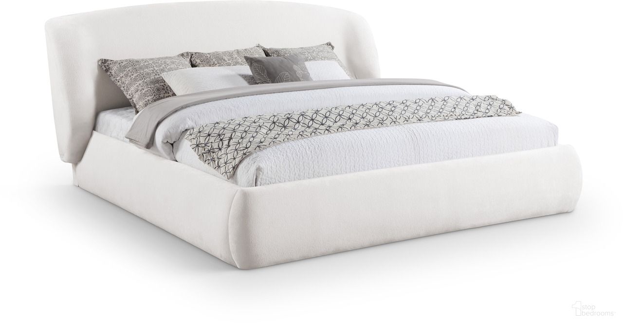 Sandro Chenille Fabric Upholstered Full Bed In Cream