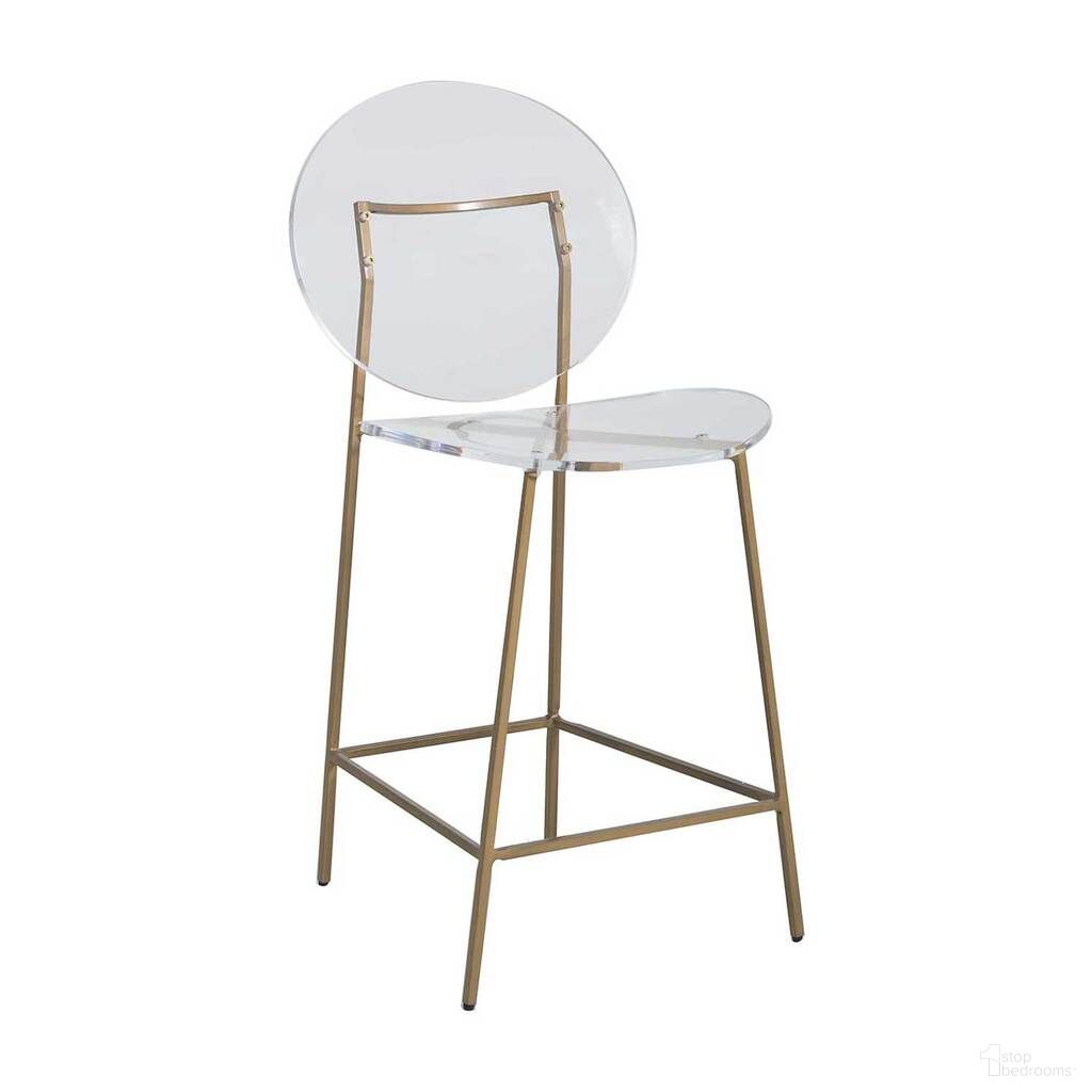 The appearance of Sandy 25 Inch Counter Height Stool In Antique Gold and Clear designed by Gabby in the transitional interior design. This antique gold/clear piece of furniture was selected by 1StopBedrooms from Sandy Collection to add a touch of cosiness and style into your home. Sku: SCH-160350. Material: Iron.