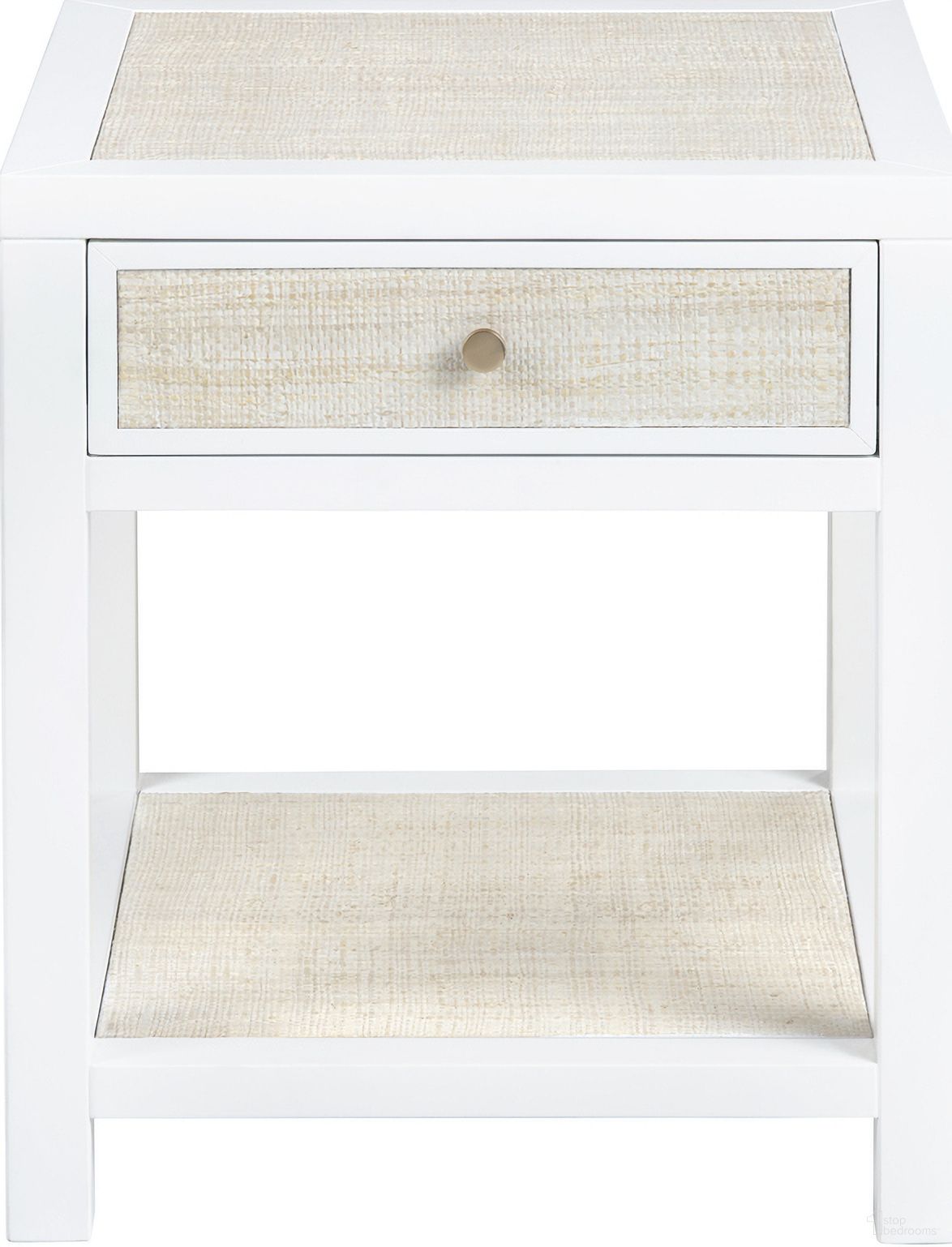 The appearance of Sandy Shores End Table In White and Tan designed by Crestview Collection in the coastal interior design. This white/tan piece of furniture  was selected by 1StopBedrooms from  to add a touch of cosiness and style into your home. Sku: CVFDR1151. Material: Solid Wood.