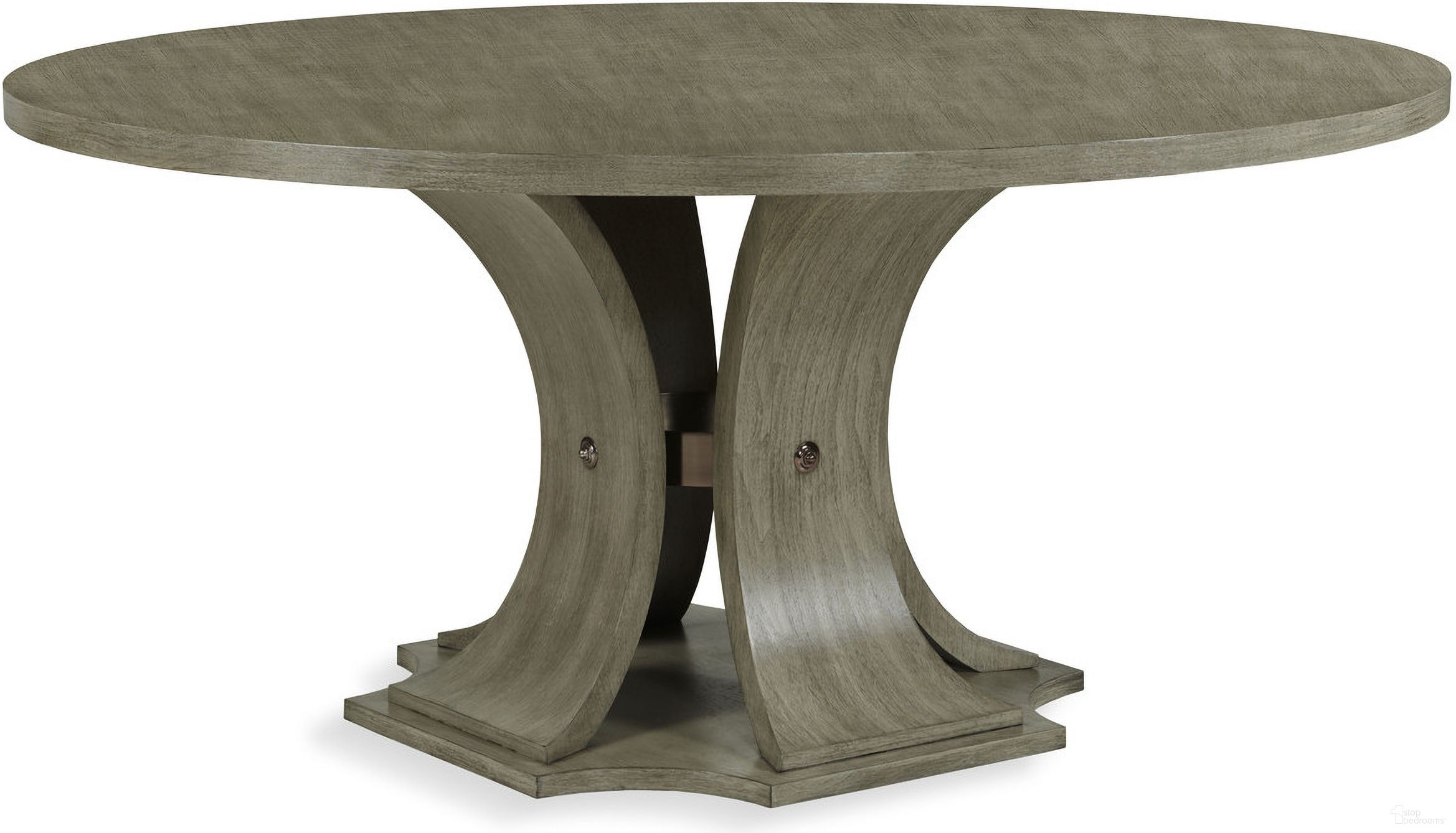 The appearance of Sanford 64 Inch Round Dining Table In Greige designed by Century Furniture in the modern / contemporary interior design. This greige piece of furniture was selected by 1StopBedrooms from Citation Collection to add a touch of cosiness and style into your home. Sku: B1B-306B;B1B-306T. Table Base Style: Pedestal. Table Top Shape: Round. Size: 64". Material: Walnut Veneer.