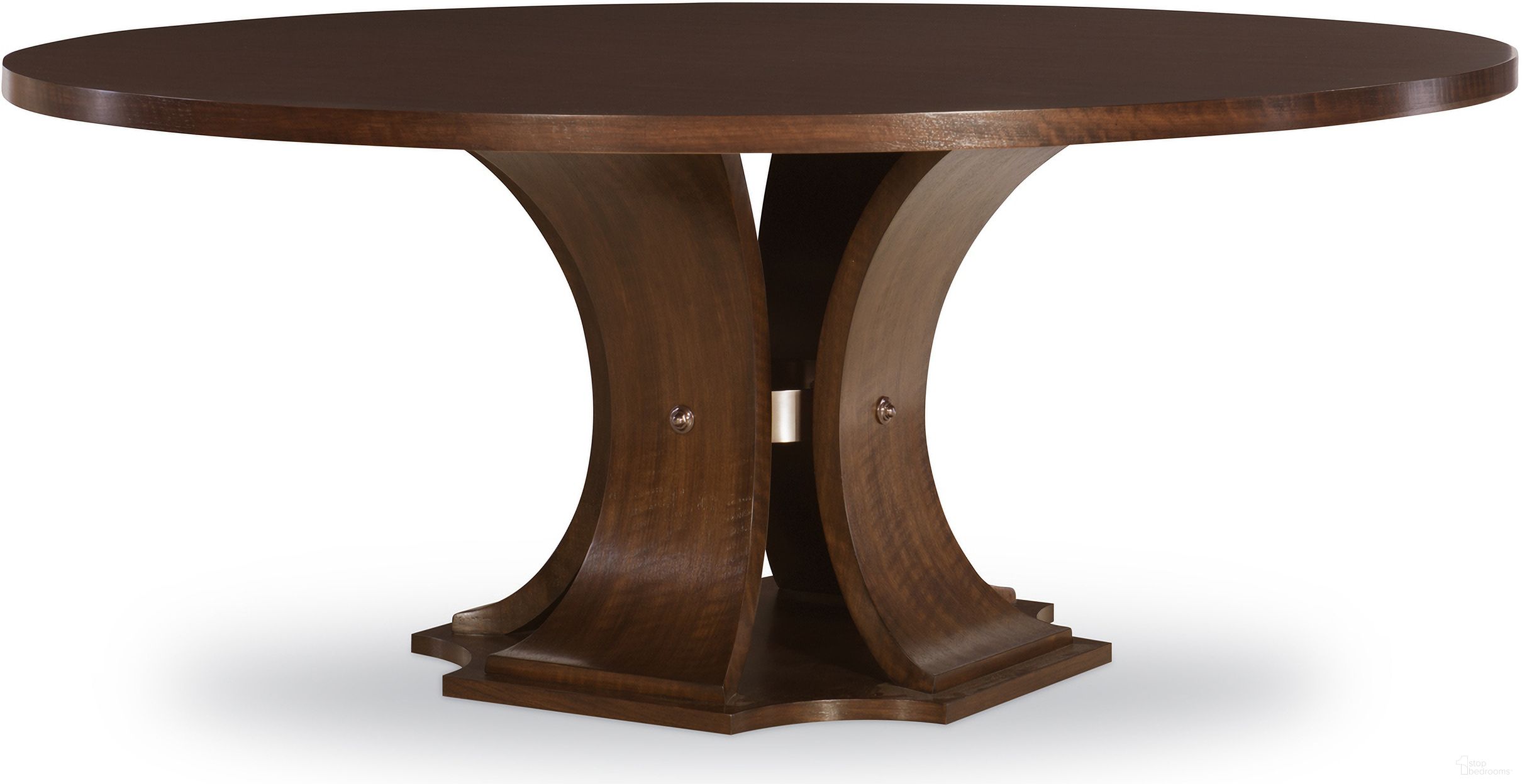 The appearance of Sanford 72 Inch Round Dining Table In Brunette designed by Century Furniture in the modern / contemporary interior design. This brunette piece of furniture was selected by 1StopBedrooms from Citation Collection to add a touch of cosiness and style into your home. Sku: B1H-306B;B1H-307T. Table Base Style: Pedestal. Table Top Shape: Round. Size: 72". Material: Walnut Veneer.