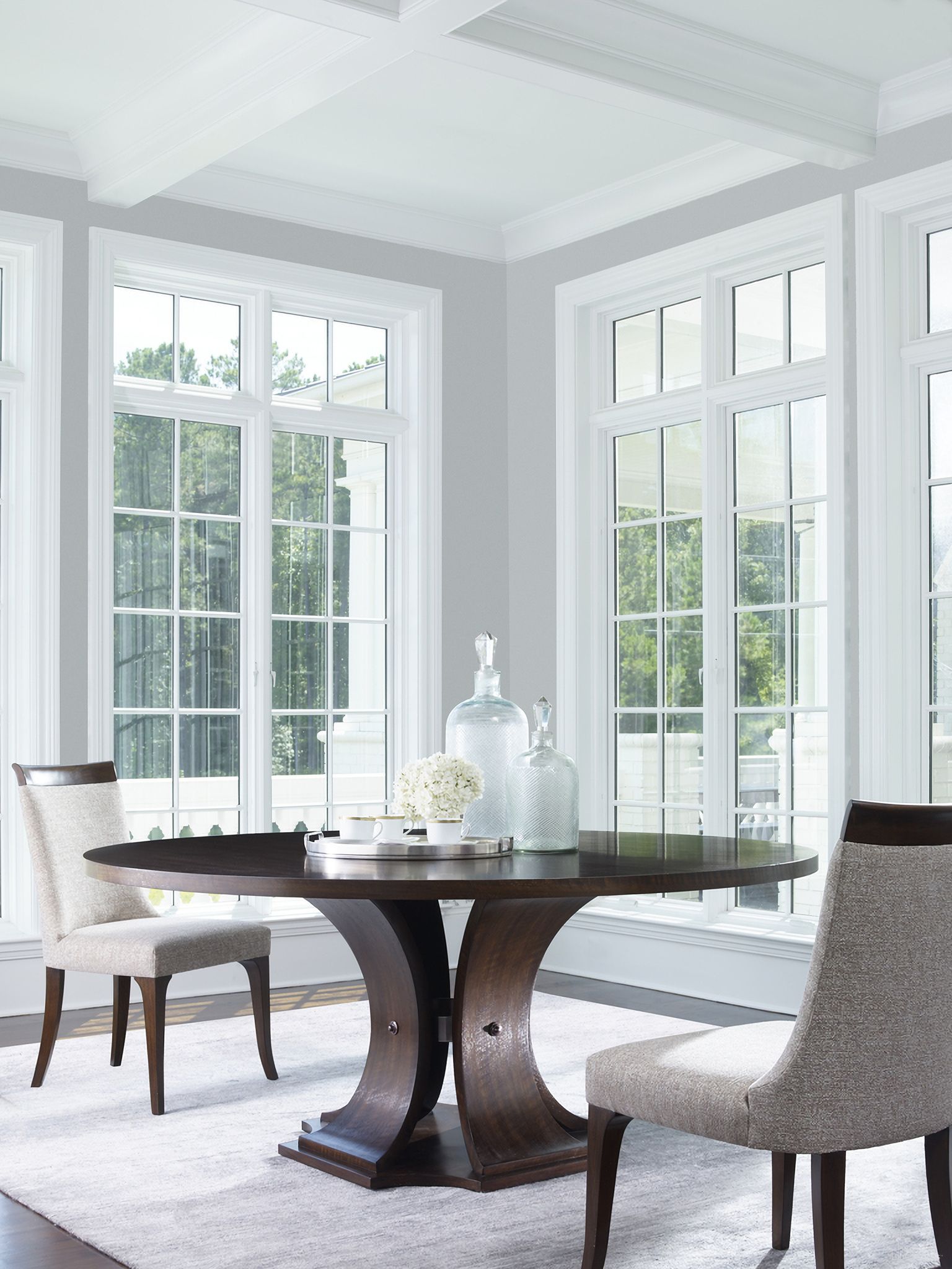 The appearance of Sanford Round Dining Set In Brunette designed by Century Furniture in the modern / contemporary interior design. This brunette piece of furniture  was selected by 1StopBedrooms from Citation Collection to add a touch of cosiness and style into your home. Sku: B1H-306B;B1H-307T;B1H-551. Table Top Shape: Round. Material: Metal. Size: 72".