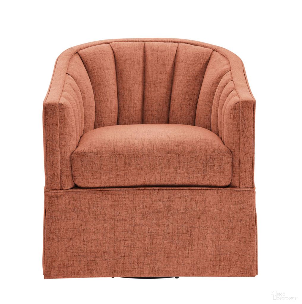 Sanibel Skirted Swivel Accent Chair In Coral