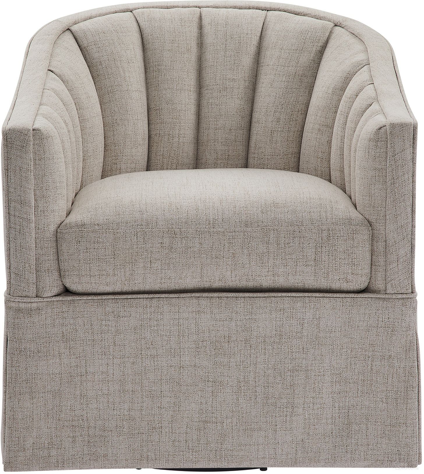 Sanibel Skirted Swivel Accent Chair In Ivory
