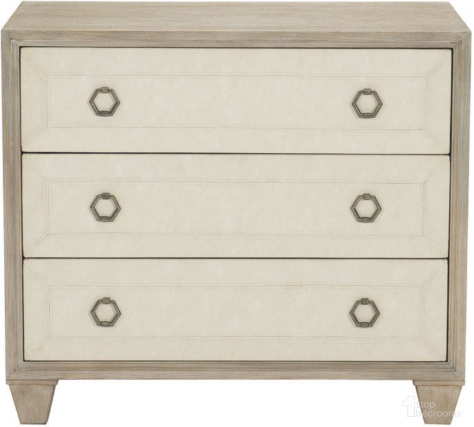 The appearance of Santa Barbara Nightstand - 34" designed by Bernhardt in the modern / contemporary interior design. This sandstone piece of furniture  was selected by 1StopBedrooms from Santa Barbara Collection to add a touch of cosiness and style into your home. Sku: 385218. Material: Wood.