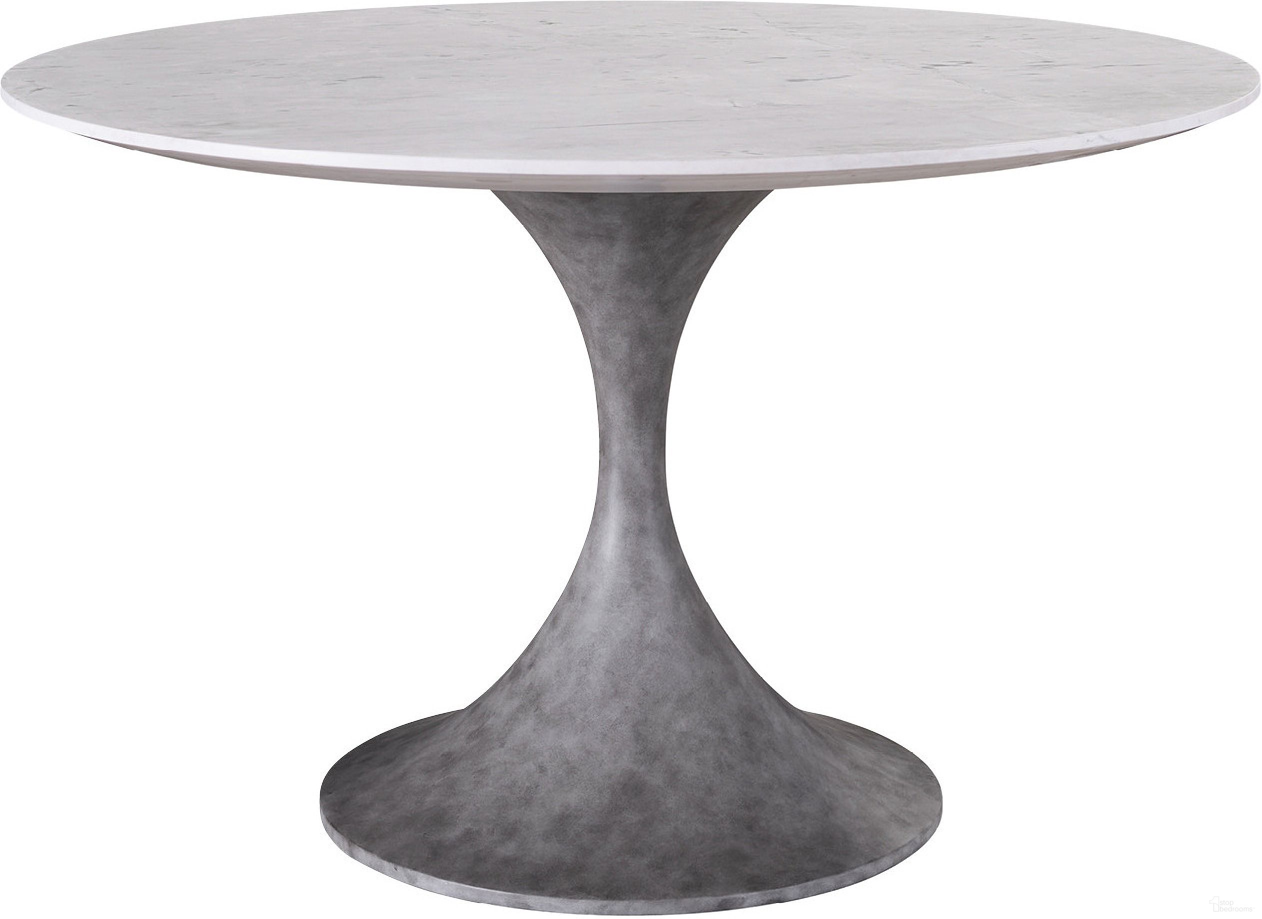 The appearance of Santa Cruz Dining Table designed by Universal in the transitional interior design. This gray piece of furniture  was selected by 1StopBedrooms from Santa Cruz Collection to add a touch of cosiness and style into your home. Sku: U012756. Table Base Style: Pedestal. Table Top Shape: Round. Material: Stainless Steel. Size: 48".