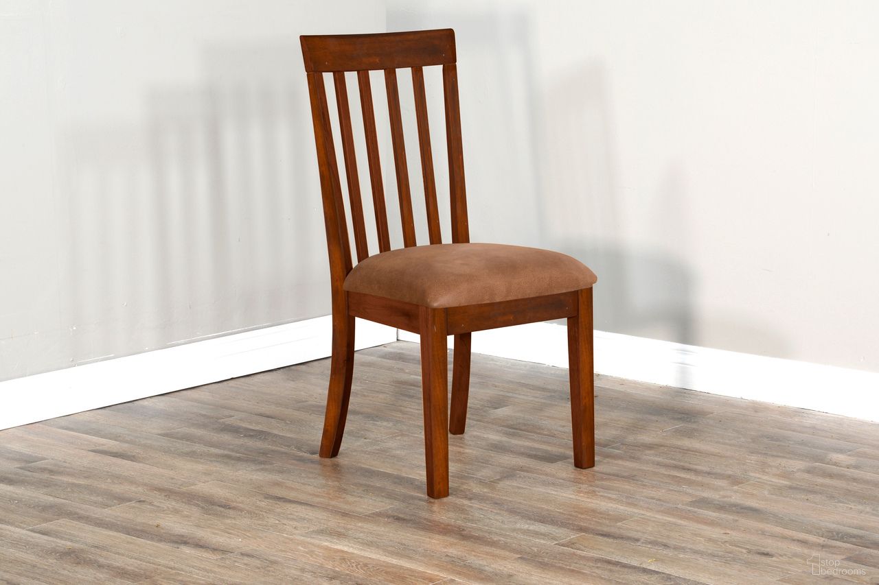 The appearance of Santa Fe Cushioned Slatback Dining Chair Set of 2 In Dark Chocolate designed by Sunny Designs in the traditional interior design. This dark chocolate piece of furniture was selected by 1StopBedrooms from Santa Fe Collection to add a touch of cosiness and style into your home. Sku: 1424DC2-CT. Material: Solid Wood. Chair Type: Side Chair.