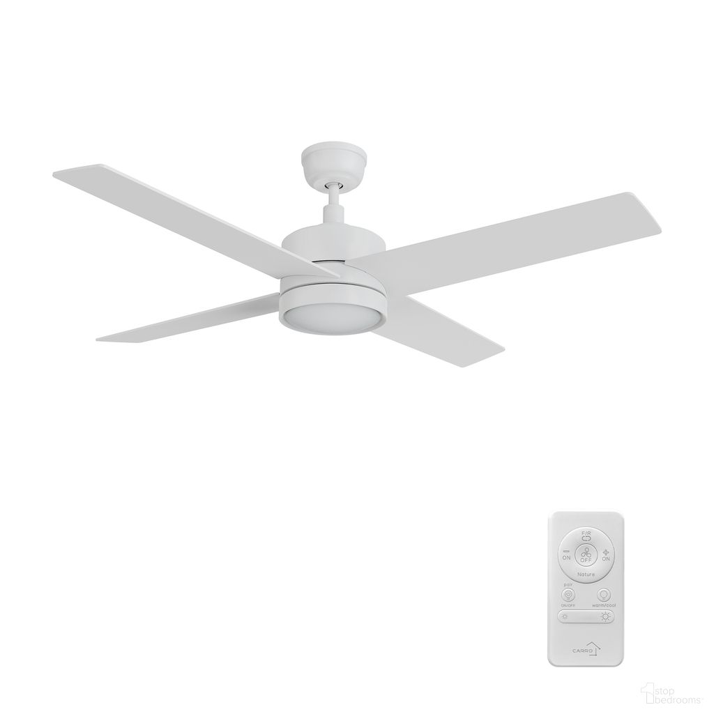 Santana 52 Inch 4-Blade Ceiling Fan with LED Light and Remote In White