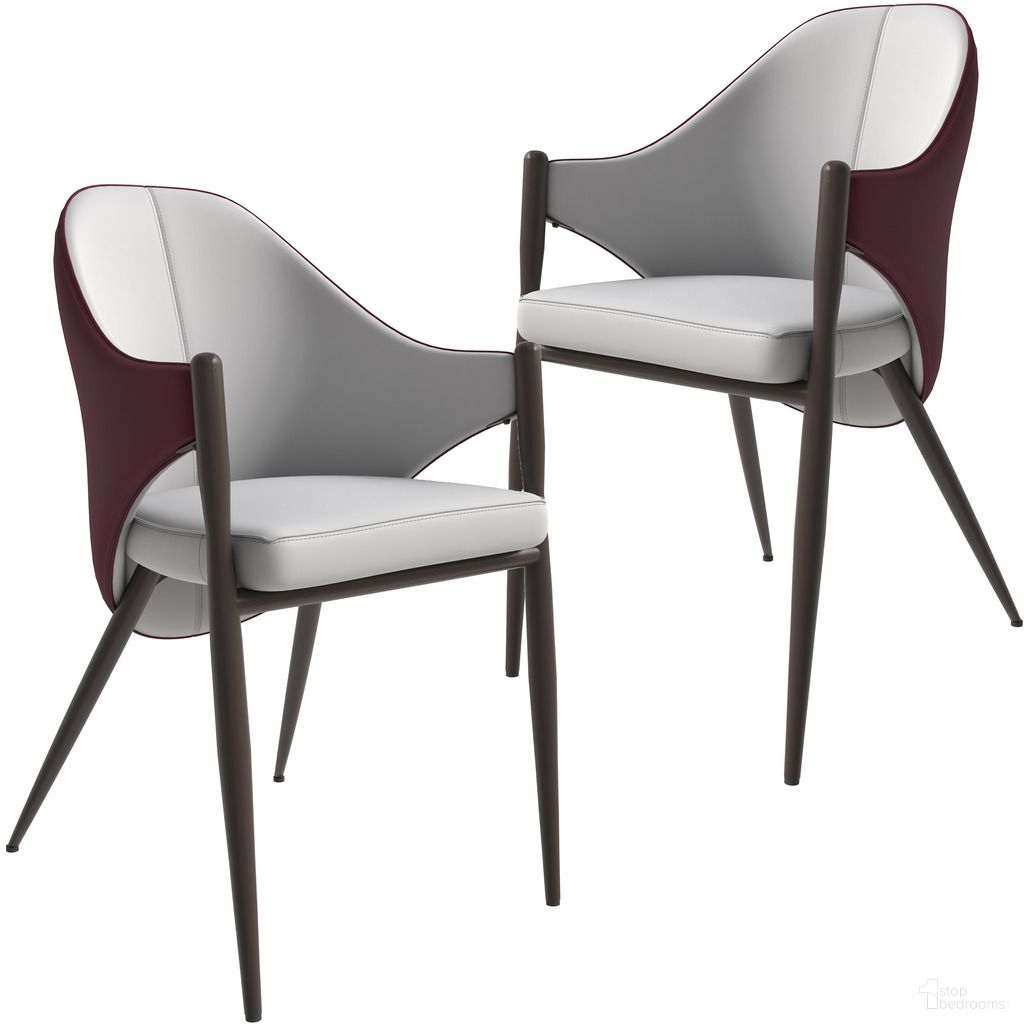 Sante Modern Dining Chair Set of 2 In White and Bordouex