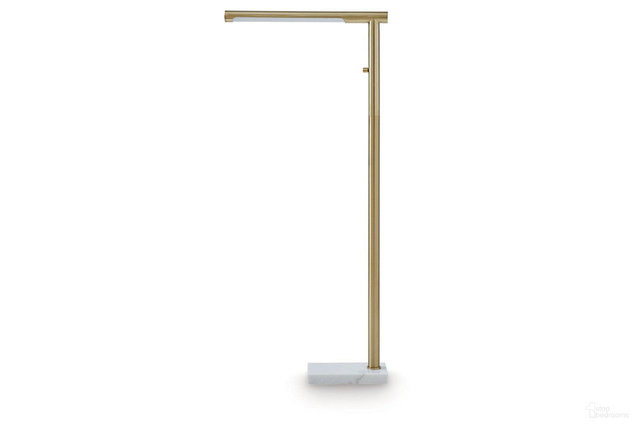 Santiford Metal Floor Lamp In Gold and White