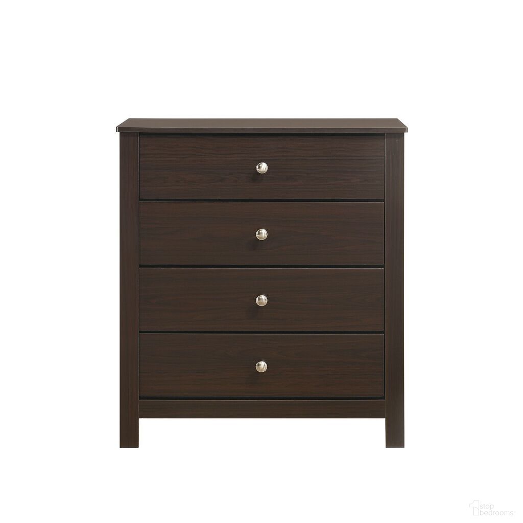The appearance of Santino 4-Drawer Chest In Espresso designed by Picket House in the modern / contemporary interior design. This espresso piece of furniture  was selected by 1StopBedrooms from Santino Collection to add a touch of cosiness and style into your home. Sku: SM590CH1. Material: Wood.