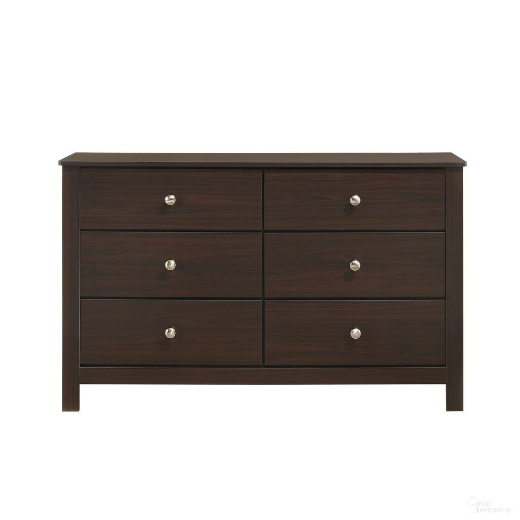 The appearance of Santino 6-Drawer Dresser In Espresso designed by Picket House in the modern / contemporary interior design. This espresso piece of furniture  was selected by 1StopBedrooms from Santino Collection to add a touch of cosiness and style into your home. Sku: SM590DR. Material: Wood.