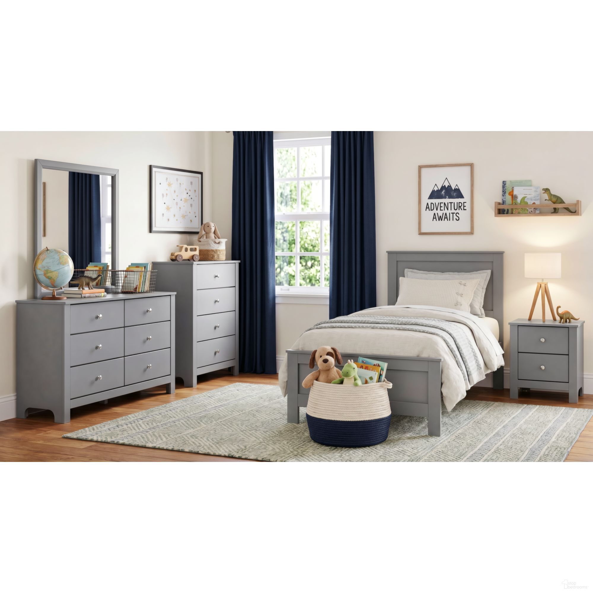 Santino Youth Panel Bedroom Set In Grey